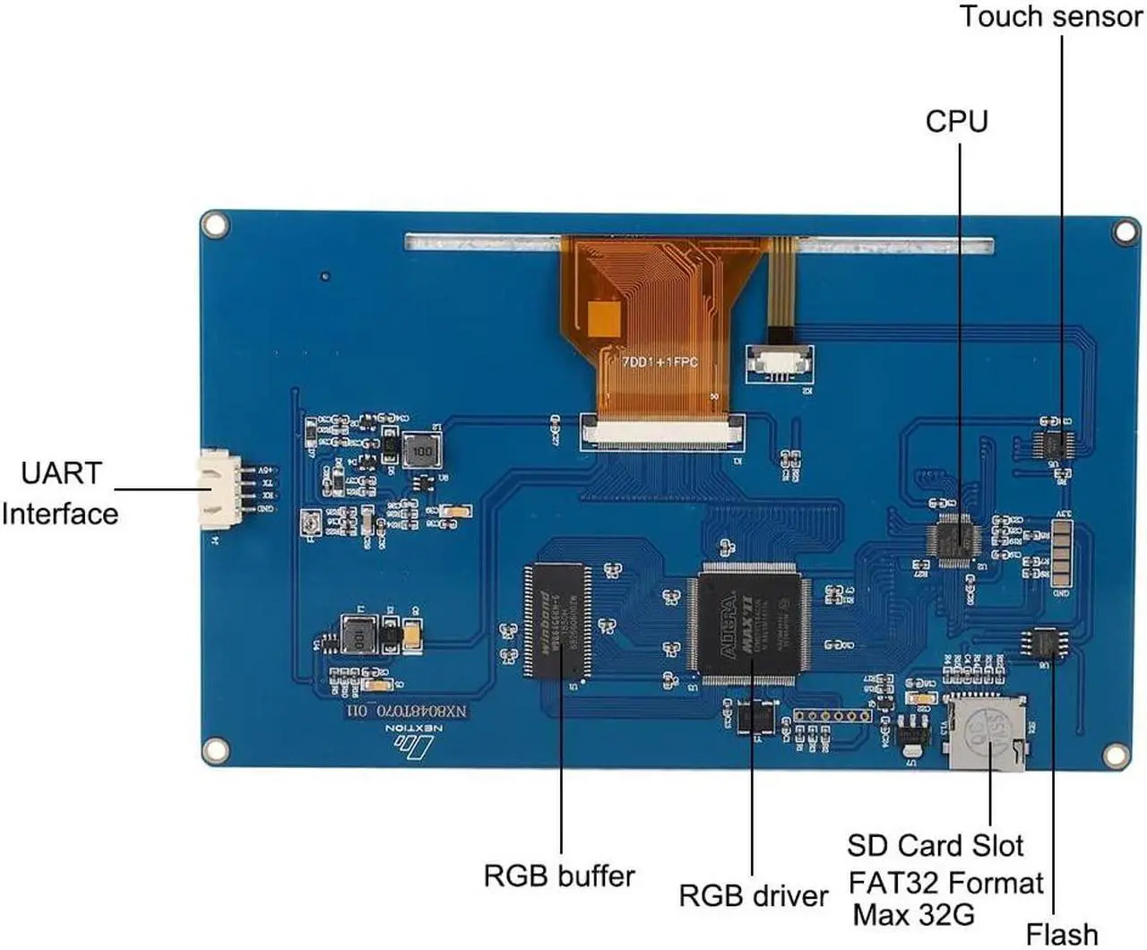 Alt view image 5 of 5 - Ferwooh Nextion Basic Display 7.0'' NX8048T070 7.0inch TFT Resistive Touch Screen Panel 800x480 UART HMI Intelligent LCD Display Module