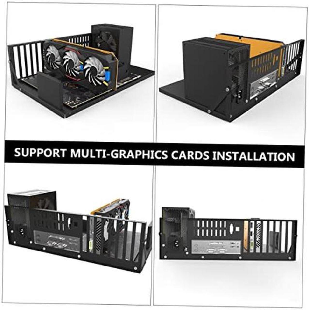 Alt view image 3 of 5 - Mikikit Motherboard Holder Crypto Mining Rig Case Motherboard Shelf Bitcoin Miner Rig Case Mining Stackable Frame Bitcoin Mining Accessories Computer Shell Cold Rolled Steel Plate