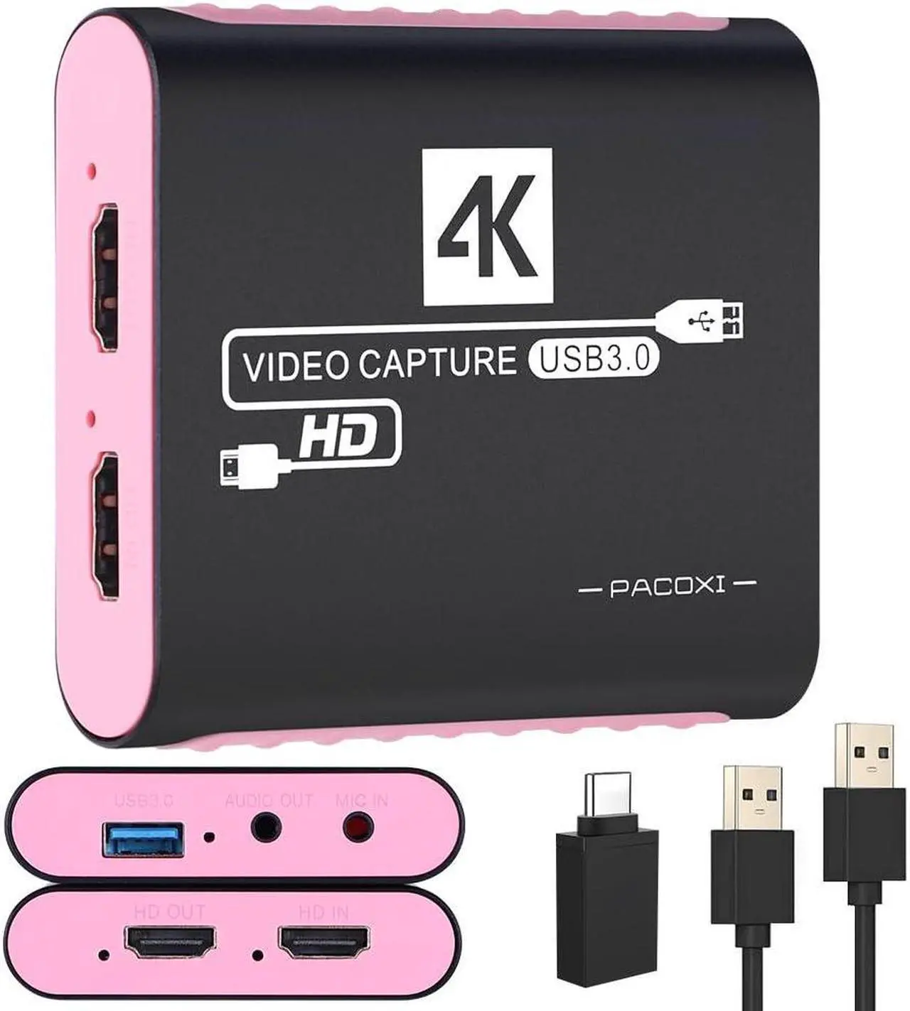 Main image of Capture Card with 4K HDMI Passthrough,USB 3.0 Audio Video Capture Card for Windows/Mac OS OBS/Twitch/YouTube/Tiktok Live Streaming and Recording,for Switch/PS5/Xbox/PS4/Steam Deck/PC/Camera