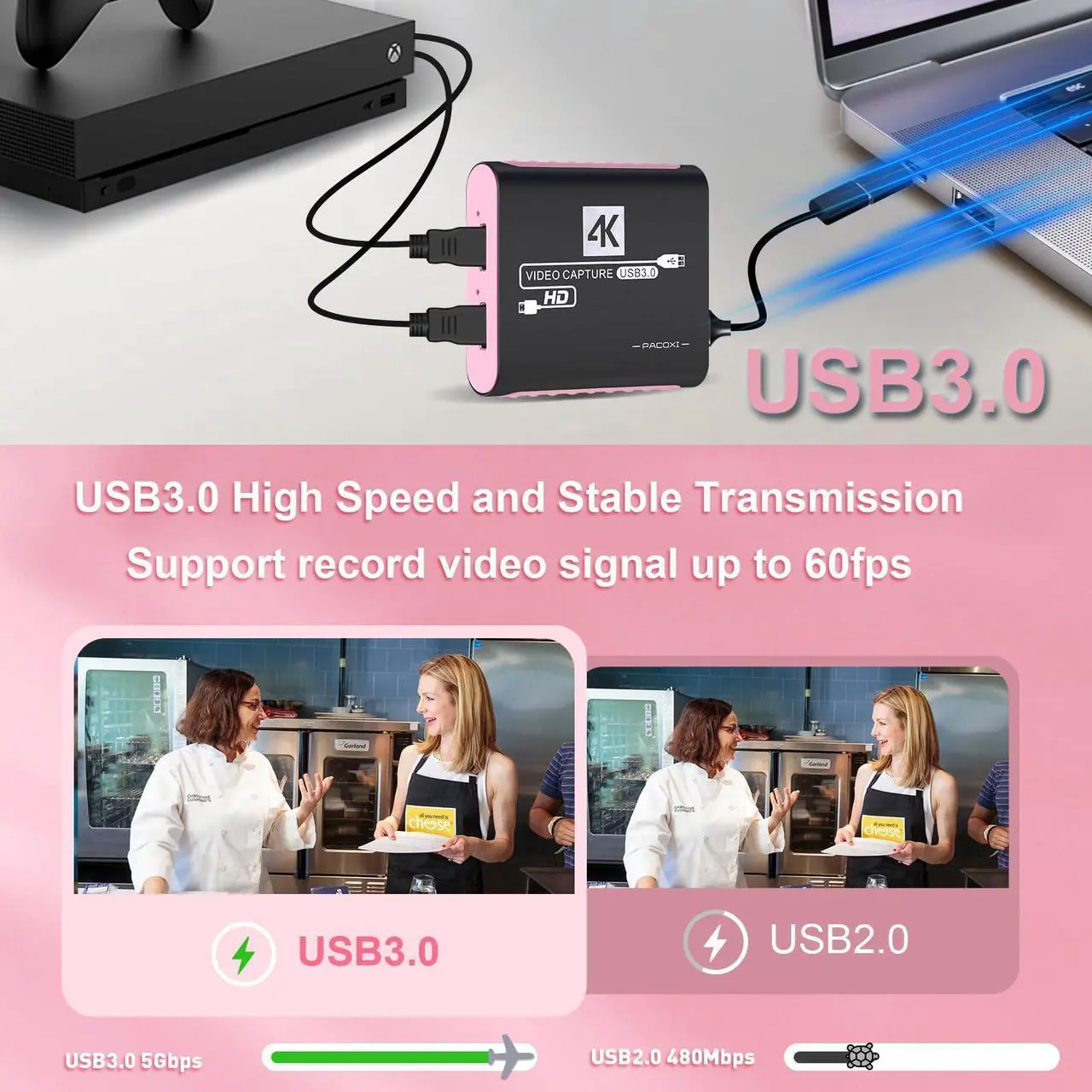 Alt view image 3 of 5 - Capture Card with 4K HDMI Passthrough,USB 3.0 Audio Video Capture Card for Windows/Mac OS OBS/Twitch/YouTube/Tiktok Live Streaming and Recording,for Switch/PS5/Xbox/PS4/Steam Deck/PC/Camera