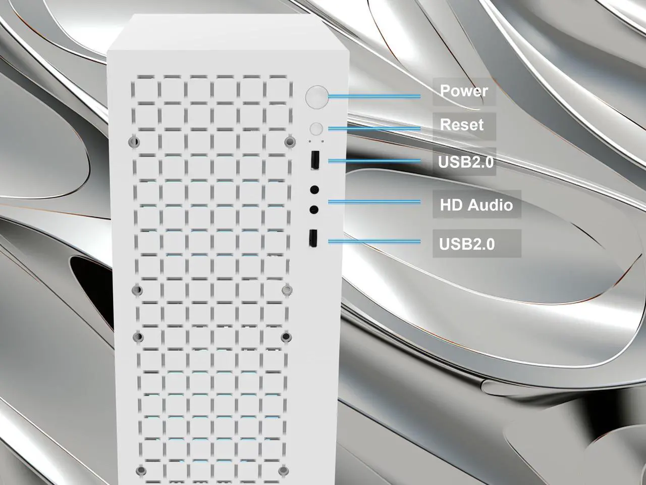 Alt view image 3 of 5 - TGDGAMER matx case,itx case,High Airflow Micro ATX PC Case, Support MATX, Mini-ITX, Micro ATX case Slim with USB2.0x2 I/O Port, White Without Fans, H6-3000 AIRFLOW-W