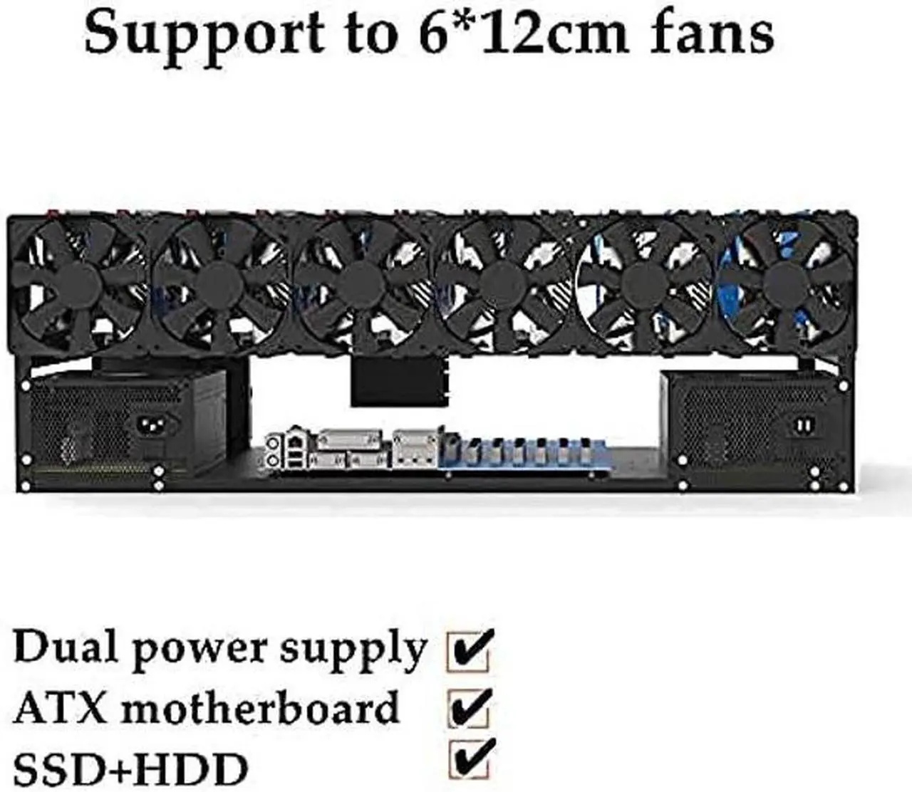 Alt view image 3 of 5 - 12 GPU Mining Rig Frame, Steel Open Air Miner Rig Case Support for Dual ATX, Bitcoin Miner Mining Rack for ETH Crypto Coin Currency Mining, Support to Dual Power Supply, Frame ONLY