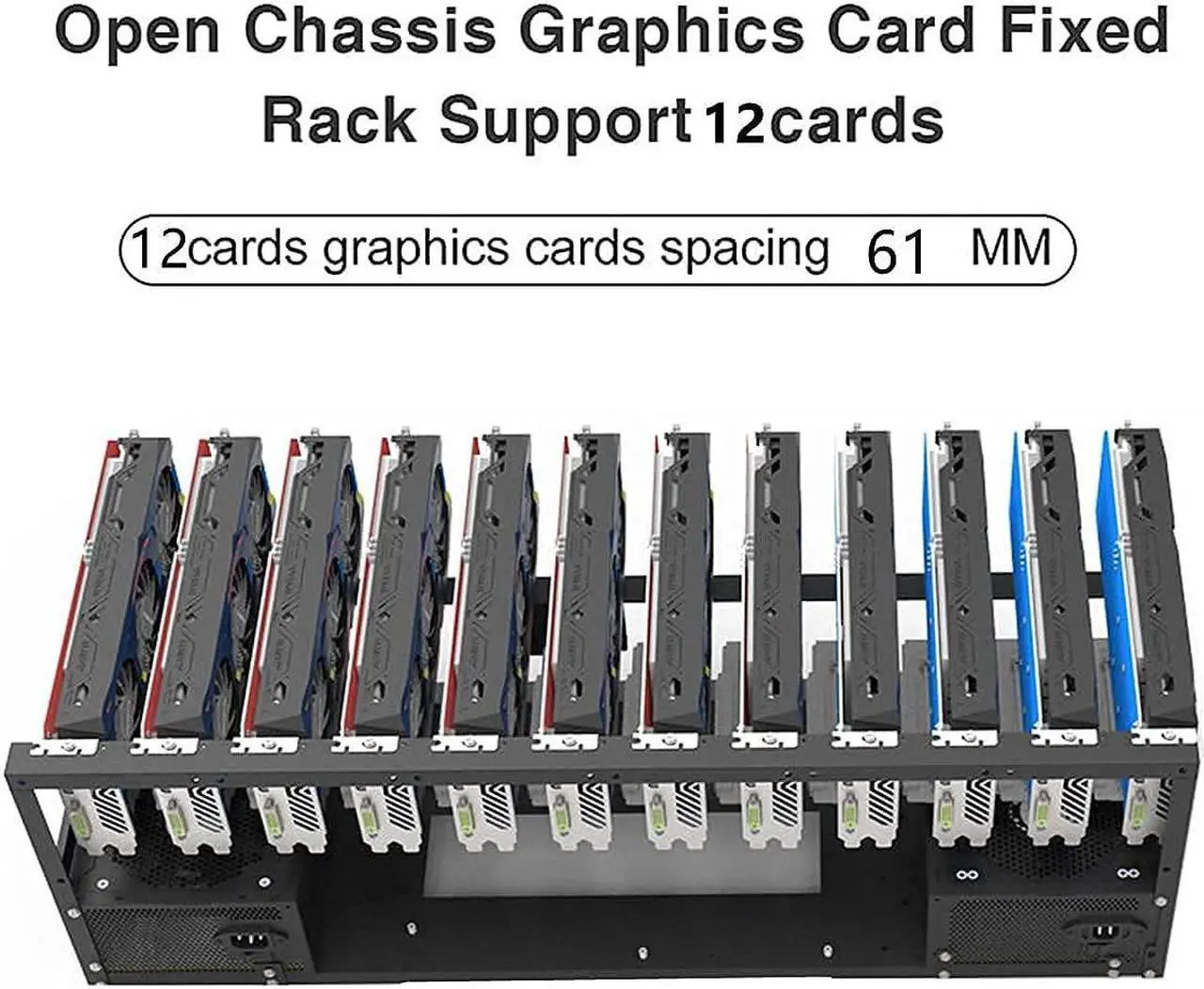 Alt view image 4 of 5 - 12 GPU Mining Rig Frame, Steel Open Air Miner Rig Case Support for Dual ATX, Bitcoin Miner Mining Rack for ETH Crypto Coin Currency Mining, Support to Dual Power Supply, Frame ONLY