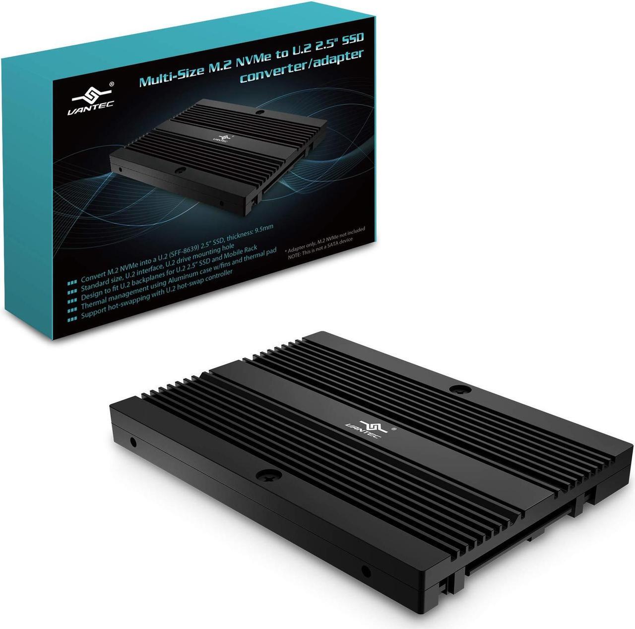 Main image of Vantec Multi-Size M.2 NVMe to U.2 (SFF-8639) 2.5"" SSD Adapter (MRK-NVM2U2-BK), Convert M.2 NVMe into U.2 not for SATA, Black