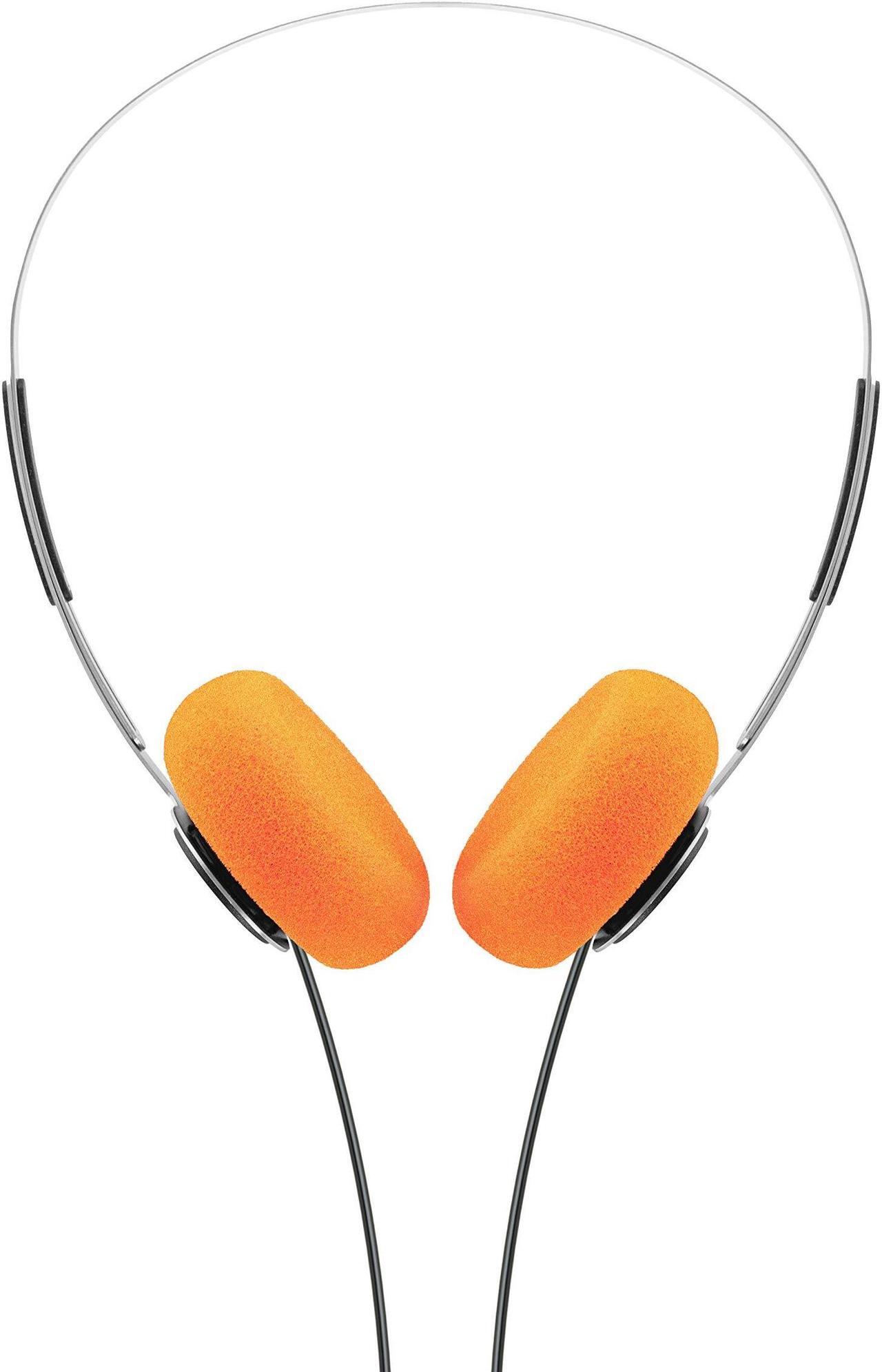Alt view image 2 of 5 - Koss x Retrospekt P/21 Retro On-Ear Headphones, Retro Orange Foam, Adjustable Headband, Wired 3.5mm Plug, Orange Black and Silver