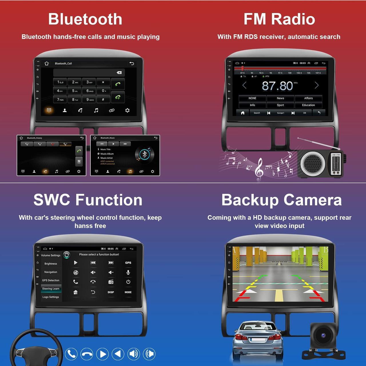 Alt view image 5 of 5 - 2G+64G Android 13 Stereo Dash Kit for Honda CRV 2002-2006 with Wireless Carplay Android Auto, 9 Inch Touch Screen Radio with GPS Navigation HiFi FM RDS Backup Camera