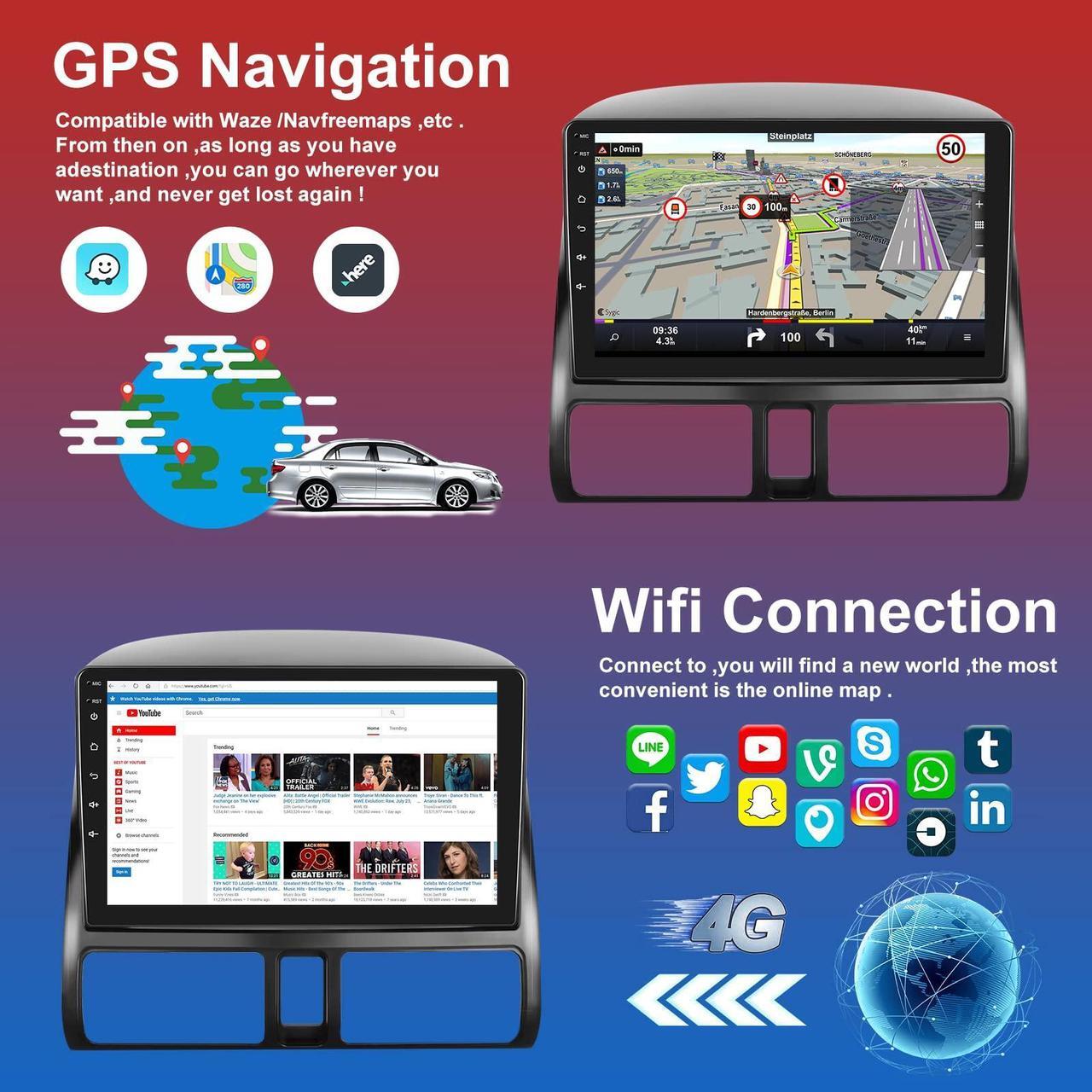 Alt view image 4 of 5 - 2G+64G Android 13 Stereo Dash Kit for Honda CRV 2002-2006 with Wireless Carplay Android Auto, 9 Inch Touch Screen Radio with GPS Navigation HiFi FM RDS Backup Camera