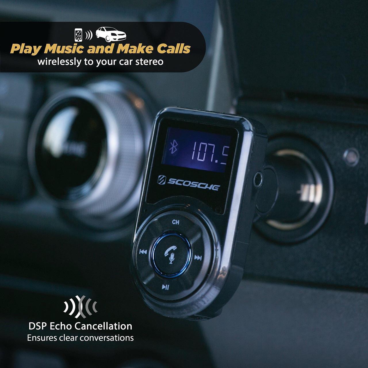 Alt view image 5 of 5 - Scosche BTFM3 BTFREQ Universal Bluetooth Hands-Free Car Kit with Digital FM Transmitter and 10-Watt USB Car Charger - Black XL