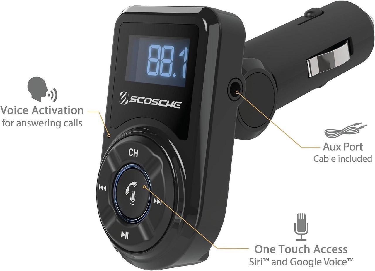 Alt view image 2 of 5 - Scosche BTFM3 BTFREQ Universal Bluetooth Hands-Free Car Kit with Digital FM Transmitter and 10-Watt USB Car Charger - Black XL
