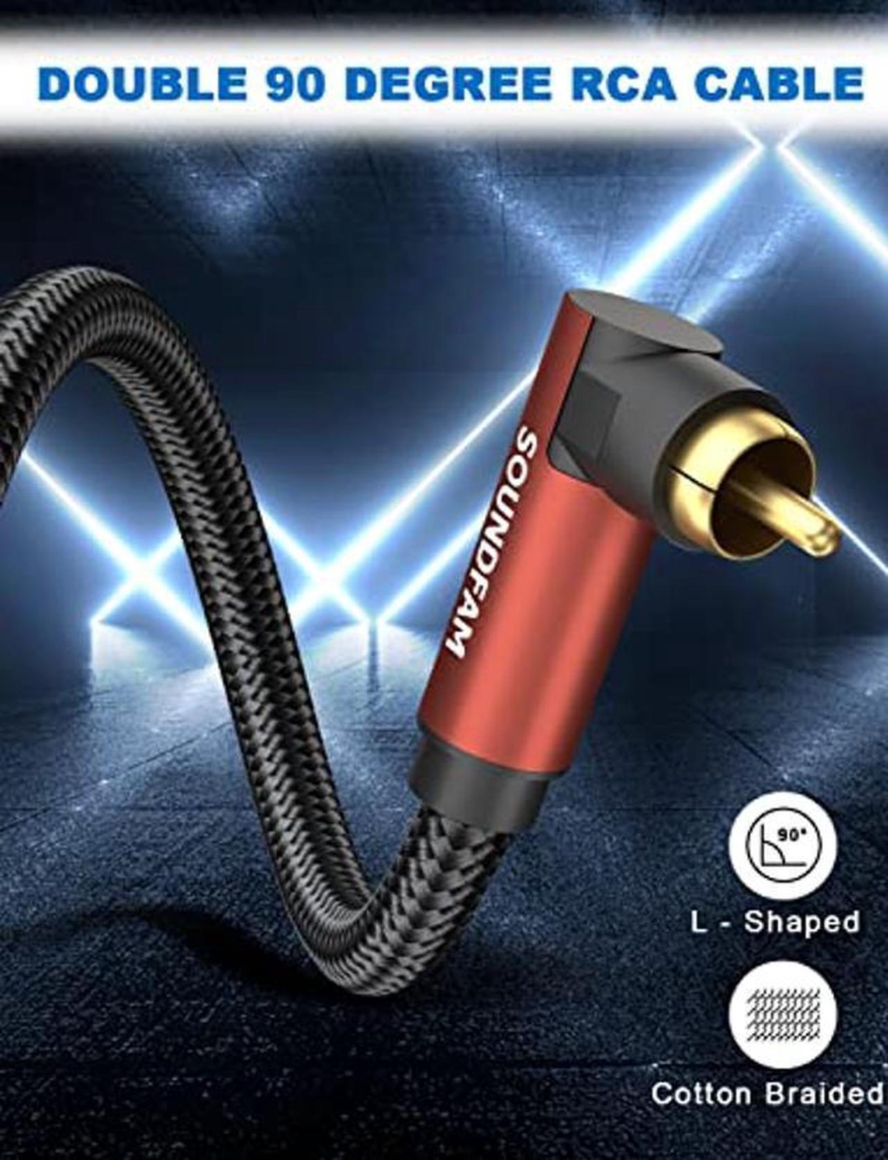 Alt view image 2 of 5 - SOUNDFAM Dual 90 Degree RCA Cable Rigth Angle Subwoofer Cable New Upgrade Double RCA Coaxial Audio Cable-Wine Red (26FT/8M)