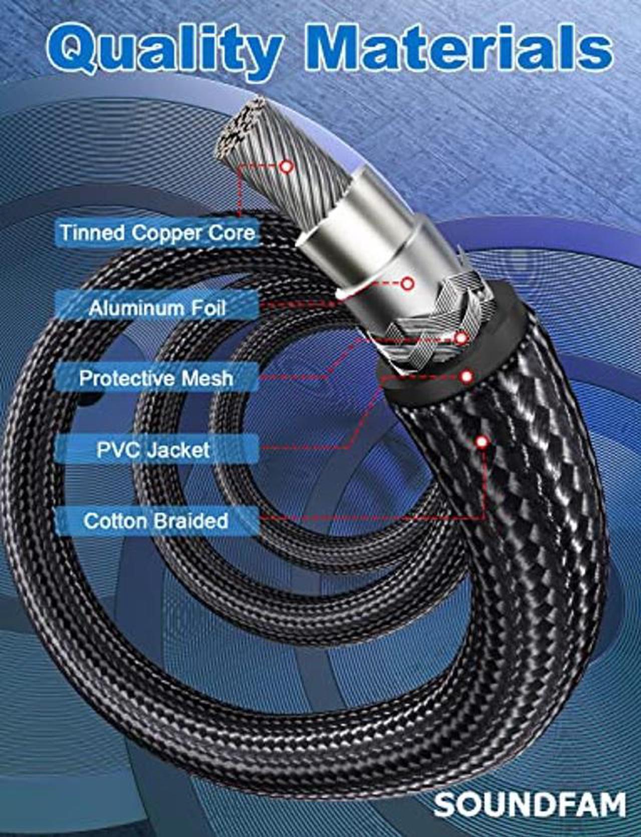 Alt view image 5 of 5 - SOUNDFAM Dual 90 Degree RCA Cable Rigth Angle Subwoofer Cable New Upgrade Double RCA Coaxial Audio Cable-Wine Red (26FT/8M)