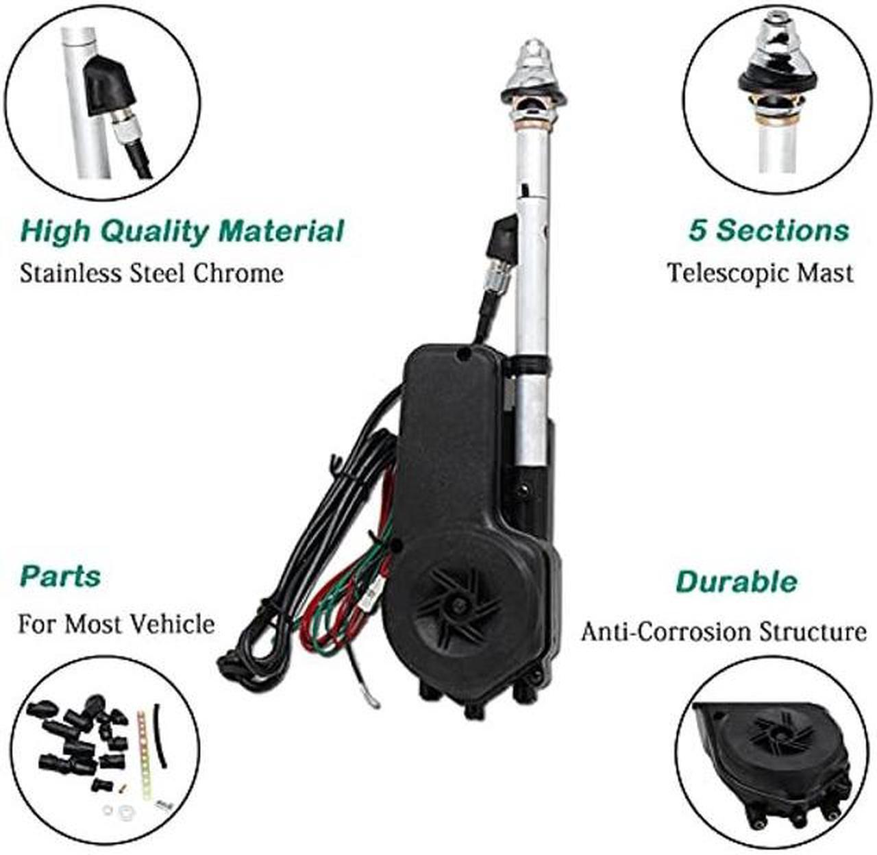 Alt view image 3 of 5 - Anina Universal 12V Car Power Radio Antenna Fully Automatic Retractable Power Antenna Assembly Design for Am Fm Radio Antenna Mast Replacement Kit
