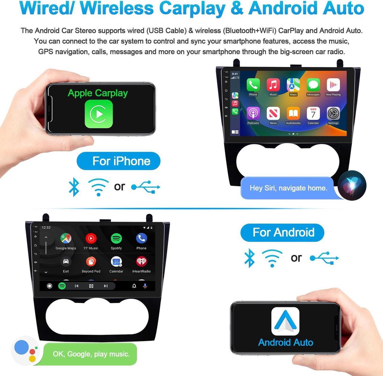 Alt view image 3 of 5 - Android Car Stereo for Nissan Altima Teana 2008-2012 Radio with Wireless CarPlay Android Auto, 2G+32G 9" Touchscreen Car Radio with GPS Navigation WiFi Bluetooth Mirroring RDS FM Radio Backup Camera