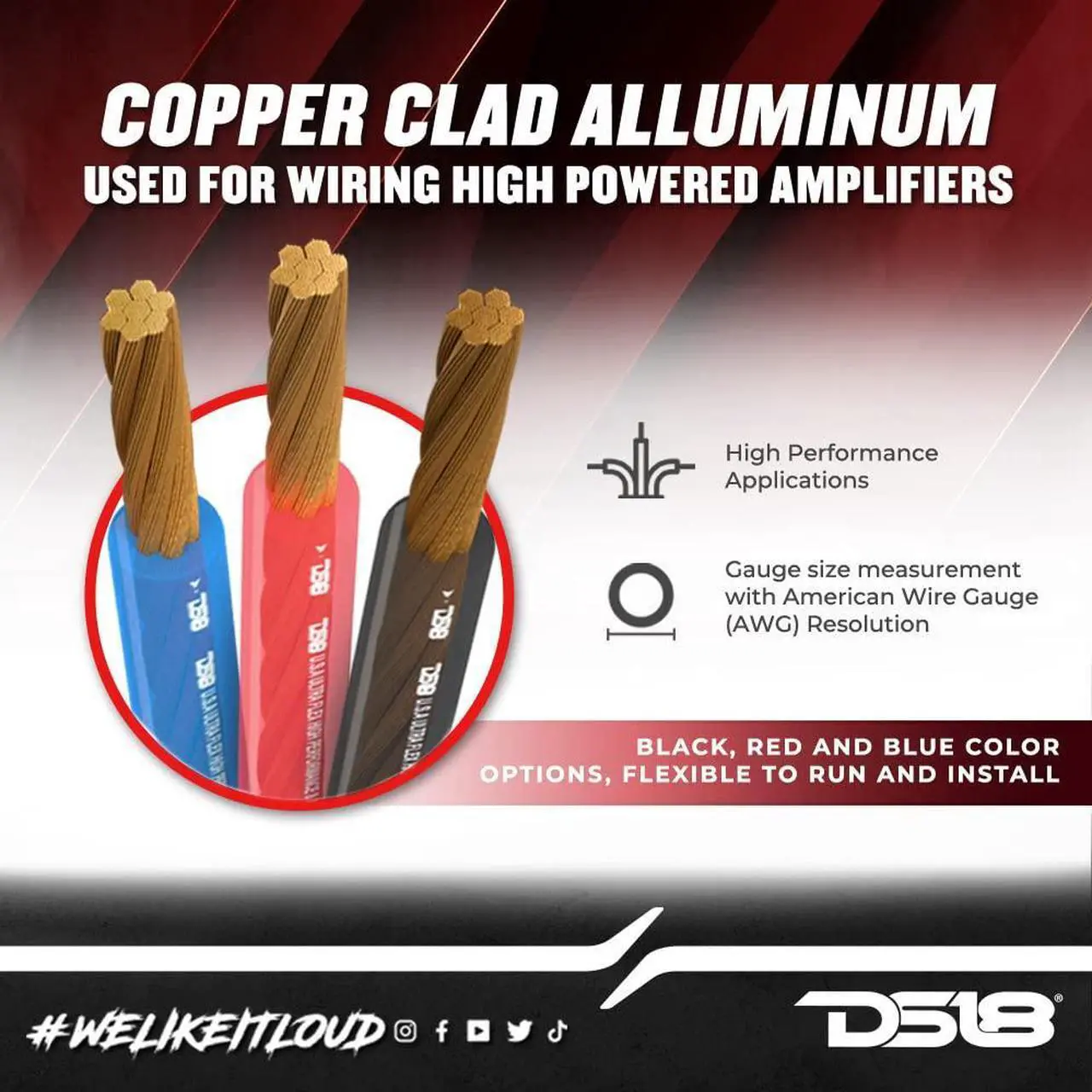 Alt view image 3 of 5 - DS18 PW-8GA-250RD 8 Gauge Wire Ultra Flex CCA Power Ground Wire Cable 250 ft - Red - Great for Wiring High Powered Car Amplifiers, Audio Home Speaker Stereo, RV Automotive, Welding Battery Cable