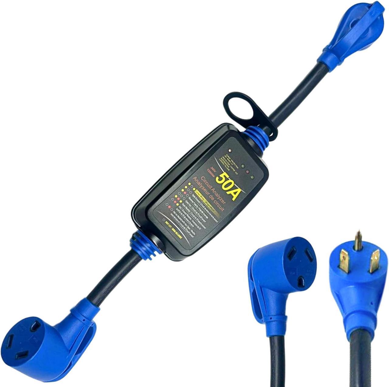 Main image of DSS AUTO PARTS RV Surge Protector 50A & 240V RV Circuit Analyzer 5000 Joules with LED Light Indicators & Instructions on Circuit Housing