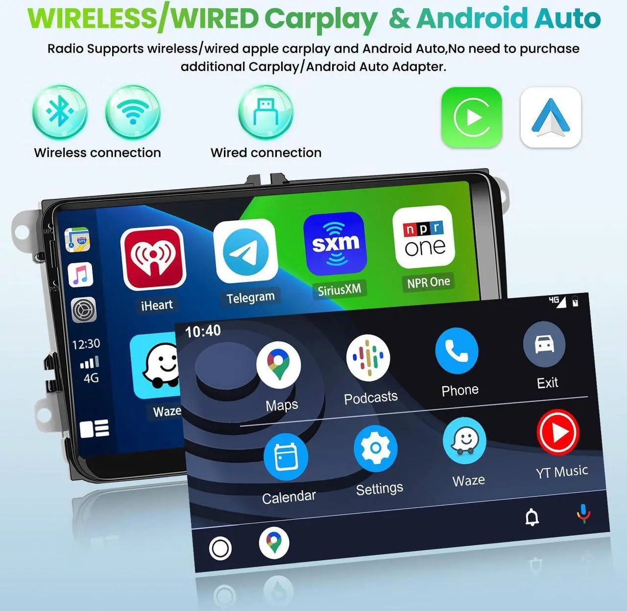 Alt view image 4 of 5 - Hikity Android 13 Car Stereo for VW Seat Passat Golf Tiguann Jetta Polo Skoda Wireless Carplay, 2+64GB 9 Inch Touch Screen Android Auto for VW Car Radio with GPS Navigation WiFi Backup Camera HiFi
