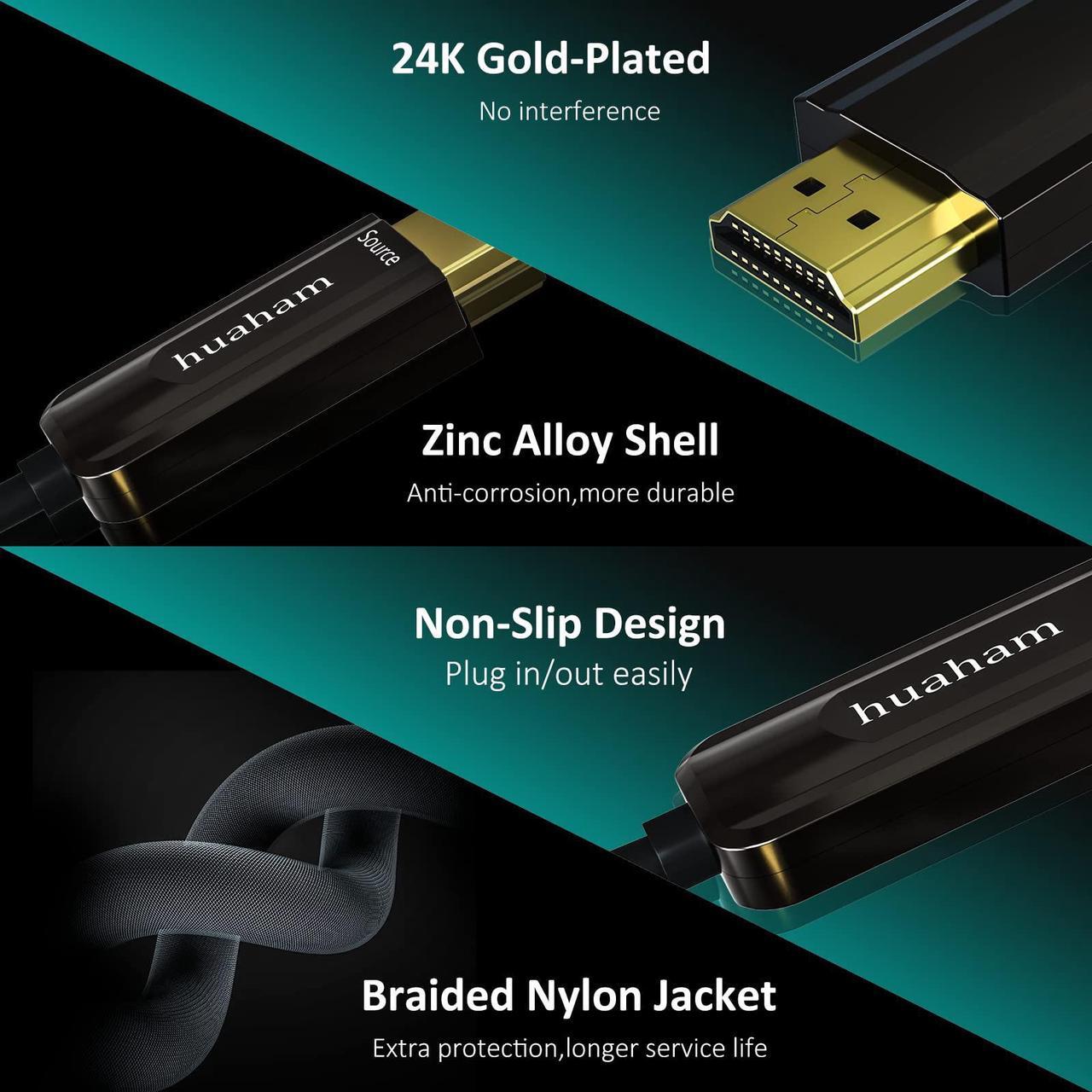Alt view image 4 of 5 - 8K Fiber Optic HDMI Cable 65.6ft,Braided Nylon 8K HDMI Cable Ultra high Speed 48Gbps,Support 8K60Hz, 4K120Hz, Dynamic HDR, eARC Compatible PS5 PS4 Xbox Apple TV Sony LG Samsung (Braided, 20m/65.6ft)
