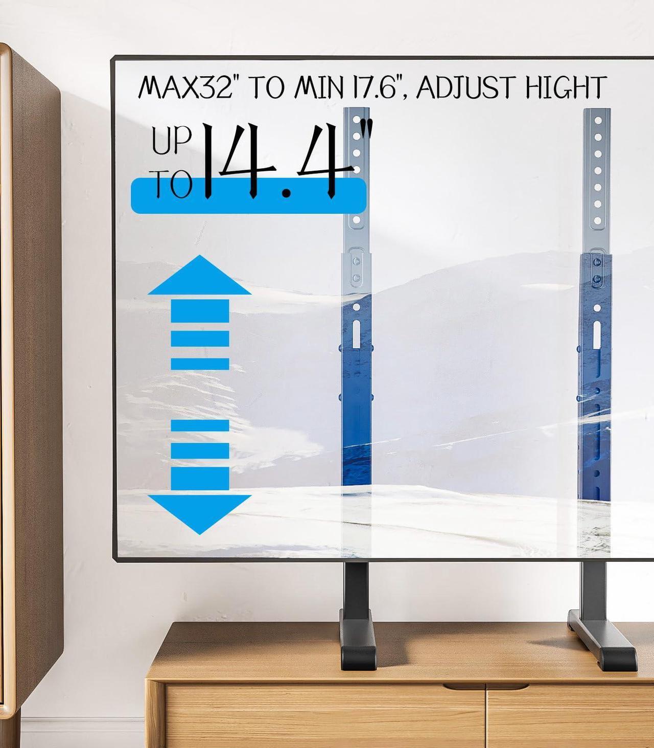 Alt view image 3 of 5 - Universal TV Stand, Table Top TV Stand Base Wobble-Free Replacement for Most 24 to 80 Inch LCD LED TVs, 7 Height Adjustable TV Legs Hold up to 150lbs, Max VESA 800x500mm, Black AX10TB02