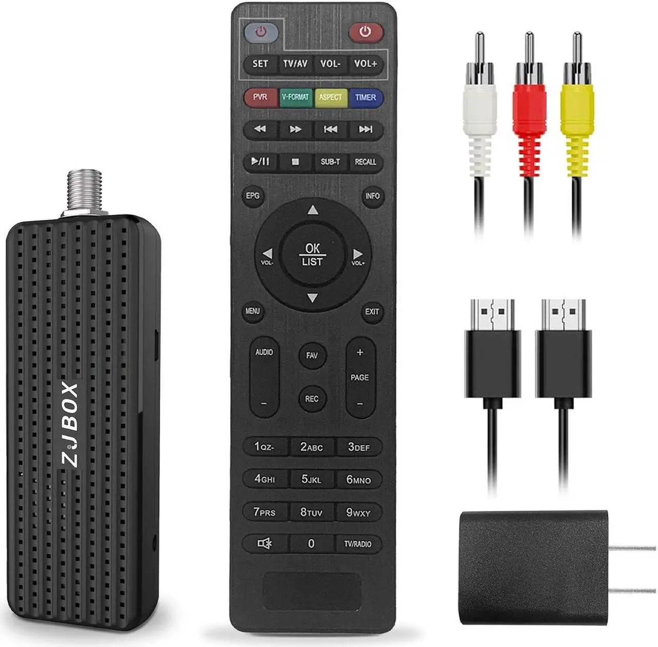 Main image of ZJBOX Digital Converter Box for TV,1080P ATSC tv Tuner Box with hdmi Output and 3RCA Cables Hidden Behind TVwith Power Adapter2-in-1 RemoteTV Program Recording&Playback,USB Media Player