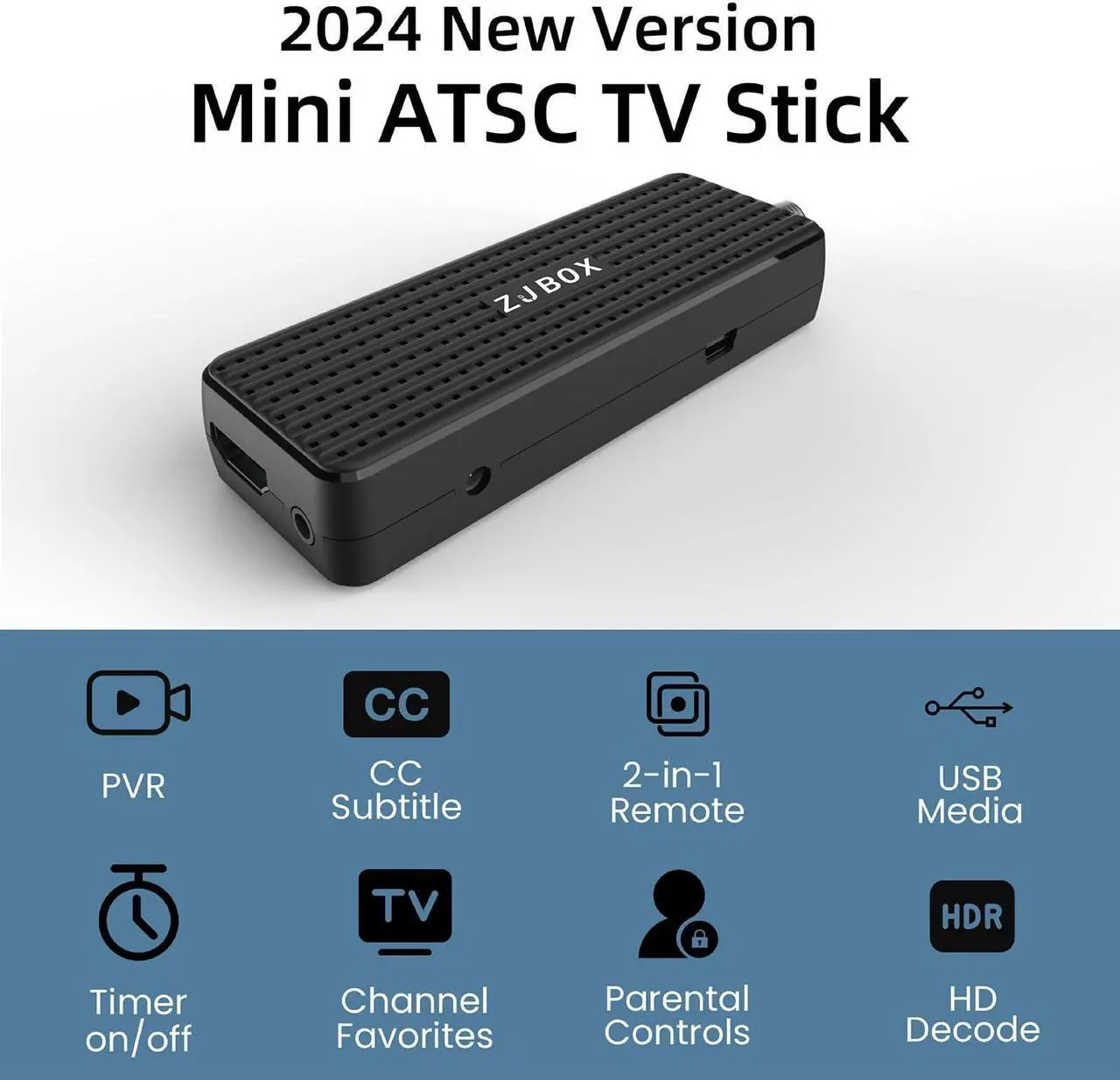 Alt view image 5 of 5 - ZJBOX Digital Converter Box for TV,1080P ATSC tv Tuner Box with hdmi Output and 3RCA Cables Hidden Behind TVwith Power Adapter2-in-1 RemoteTV Program Recording&Playback,USB Media Player