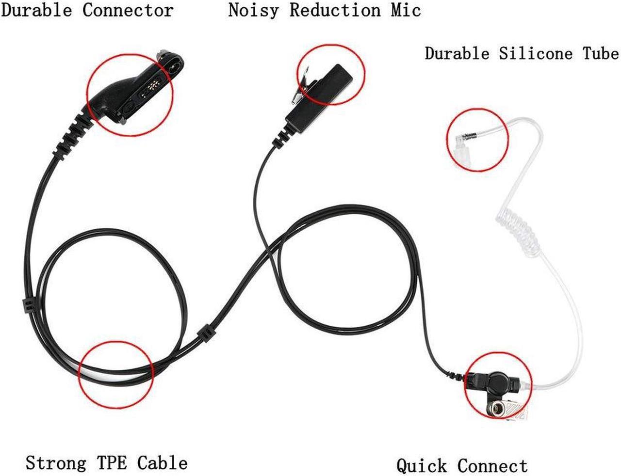 Alt view image 2 of 5 - Earpieces for Motorola Walkie Talkies with Mic PPT and Acoustic Tube Headset for Walkie Talkies APX4000 APX6000 APX7000 APX 8000 XPR6350 XPR6550 XIR8268 (2packs)