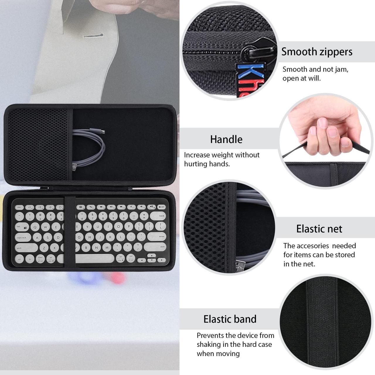 Alt view image 5 of 5 - khanka Hard Carrying Case + Silicone Keyboard Cover Compatible with Logitech K380 Multi-Device/Pebble 2 Combo for Mac Keyboard + Pebble M350 M355 / 2 Combo for Mac Mouse, Case Only(Black)