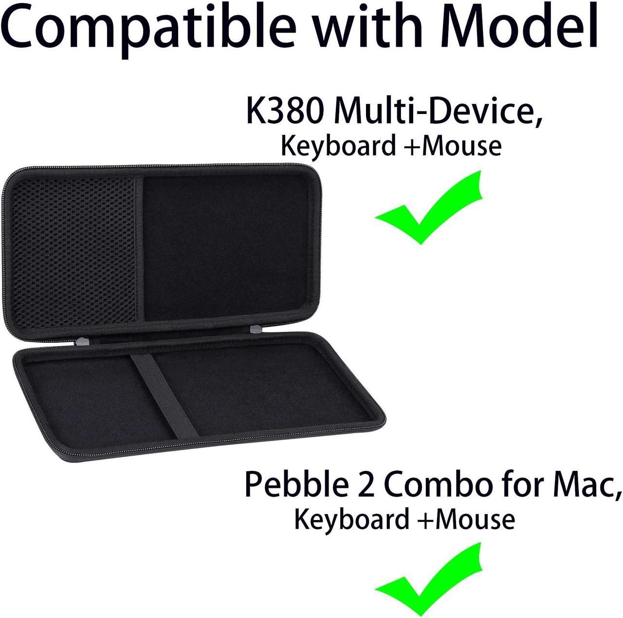 Alt view image 2 of 5 - khanka Hard Carrying Case + Silicone Keyboard Cover Compatible with Logitech K380 Multi-Device/Pebble 2 Combo for Mac Keyboard + Pebble M350 M355 / 2 Combo for Mac Mouse, Case Only(Black)