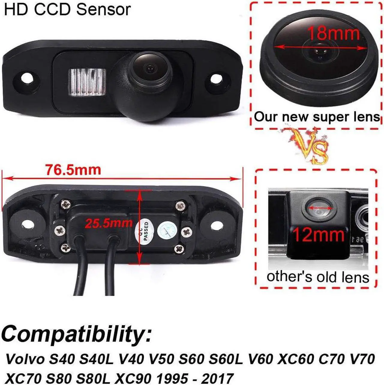 Alt view image 2 of 5 - Super HD Vehicle Camera 1280x720 Pixels 1000 TV Lines car Rear View Back up Vehicle Camera Parking Reverse for Volvo S80 S140 XC60 S40 C70 S80L S40L S80 S60L S40L XC90 S80L Waterproof