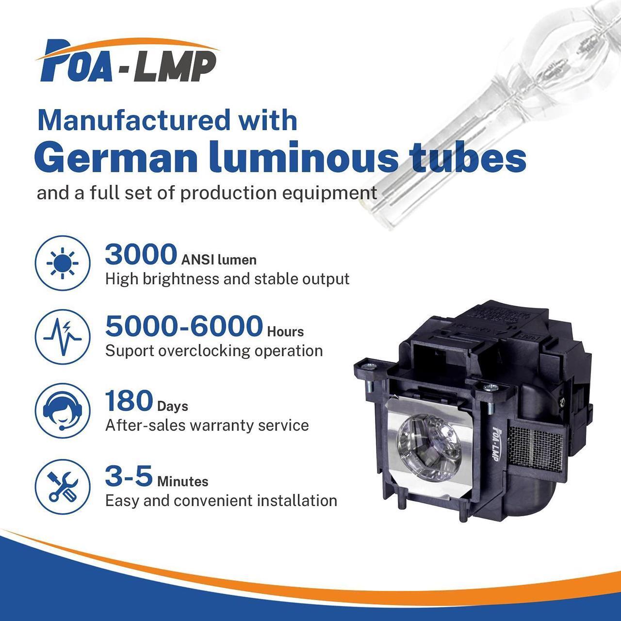 Alt view image 3 of 5 - POA-LMP LP78 Replacement Projector Lamp For ELPLP78 V13H010L78 Epson PowerLite Home Cinema 600 2000 2030 730HD 725HD EX3220 EX5220 EX6220 EX7220 EX7230 EX7235 1222 1262W 99W W17 X17 VS230 VS330 VS335W