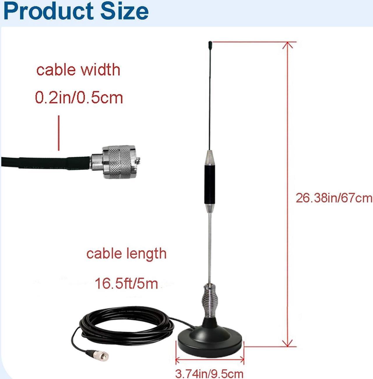 Alt view image 4 of 5 - CB Antenna 27MHZ CB Radio Antenna Portable Indoor Outdoor Magnetic CB Antenna Heavy Duty Magnet Mount Mobile Car Radio Antenna for President Midland Cobra Uniden (1 Complete Set)