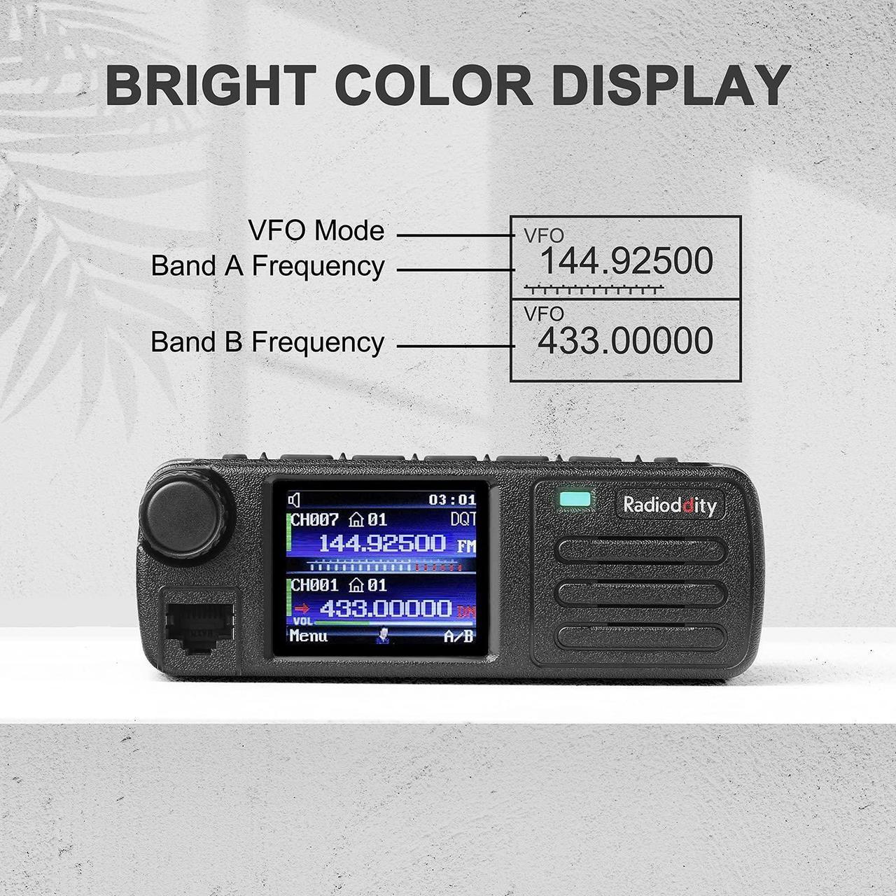 Alt view image 2 of 5 - [Newest CPS & Firmware] Radioddity DB25-D Dual Band DMR Mobile Radio, 20W VHF UHF Ham Amateur Radio Digital Transceiver with GPS APRS, 4000CH 300,000 Contacts, Dual Time Slot Tier II Vehicle Car