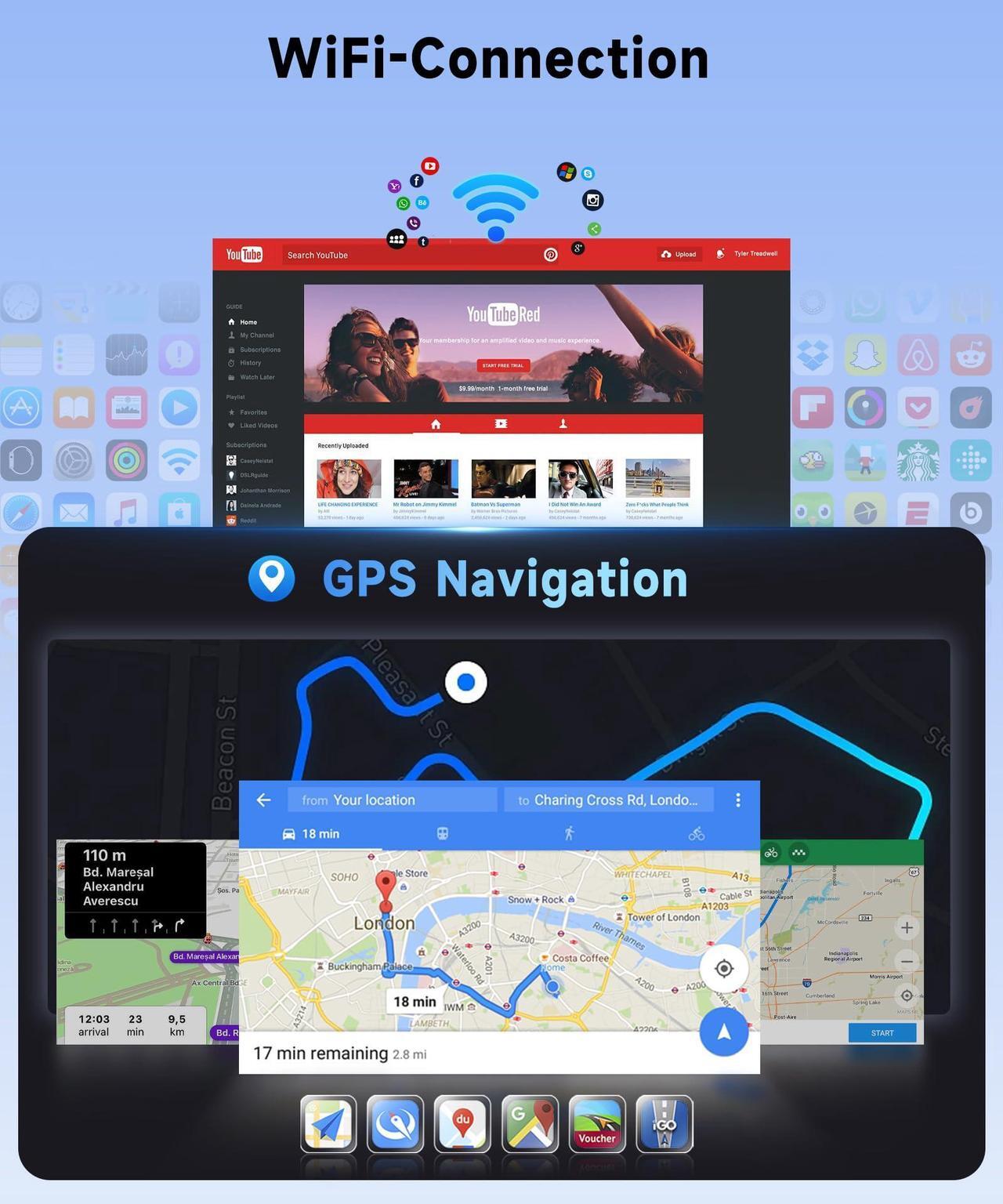 Alt view image 4 of 5 - 8 Core 4G 64G Android 13 CAR Stereo Radio for Honda CRV 2007-2011 Wireless Carplay, Rimoody 9 Inch Touchscreen GPS 4G-WiFi Bluetooth FM DSP-36 Mirror Link 59-UI Themes AHD Backup Camera