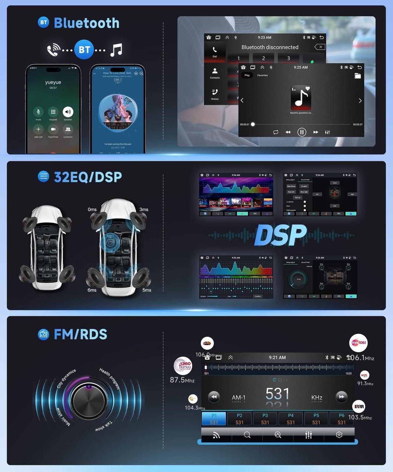 Alt view image 5 of 5 - 8 Core 4G 64G Android 13 CAR Stereo Radio for Honda CRV 2007-2011 Wireless Carplay, Rimoody 9 Inch Touchscreen GPS 4G-WiFi Bluetooth FM DSP-36 Mirror Link 59-UI Themes AHD Backup Camera