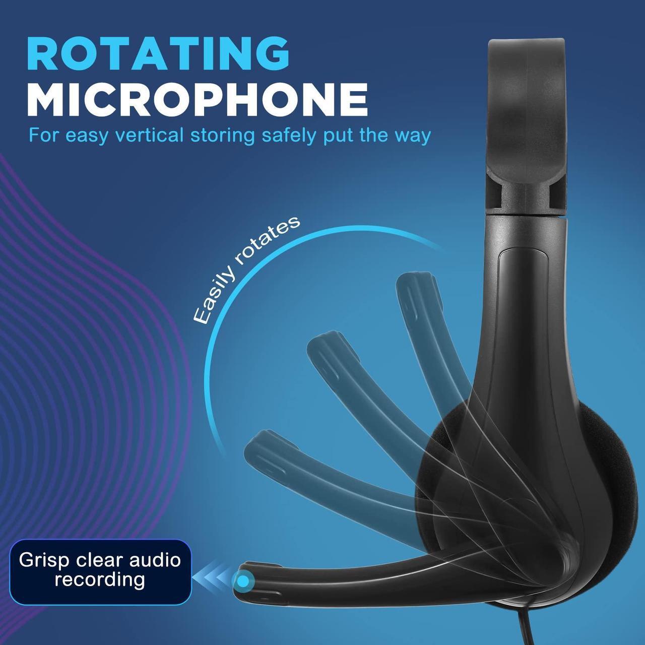 Alt view image 4 of 5 - 20 Pcs Classroom Headphone with Microphone Bulk On-ear Mic over Ear Headsets Kids Earphones Classroom Students Lightweight Children Class Headphones for School Office, Meetings, Chat, Black