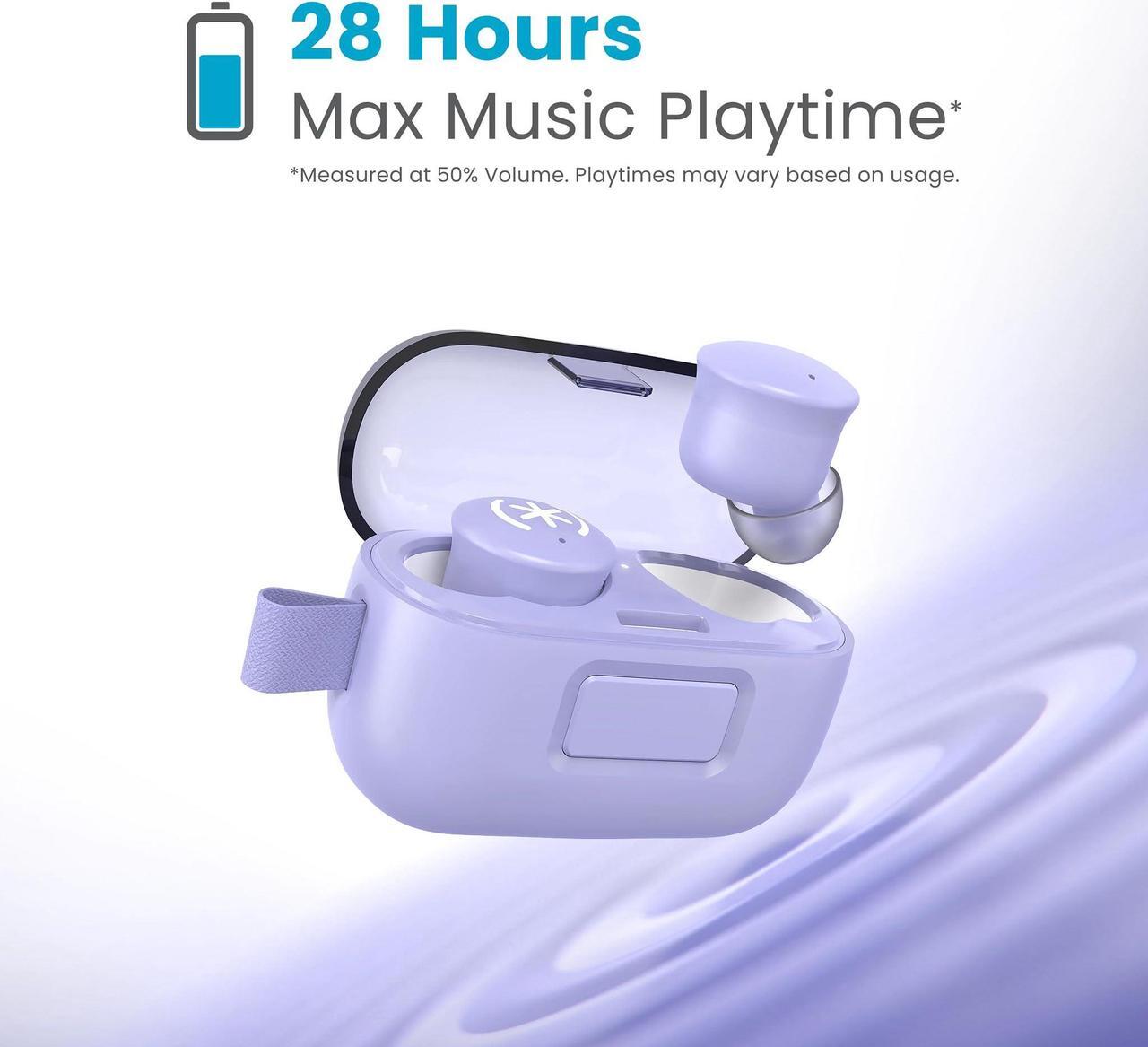 Alt view image 2 of 5 - Speck Gemtones Wireless Earbuds for iPhone and Android, Bluetooth 5.3 Headphones with 28 Hour Battery Life, USB-C Charging, Two-Year Warranty and Integrated App with EQ Settings, Pop Purple