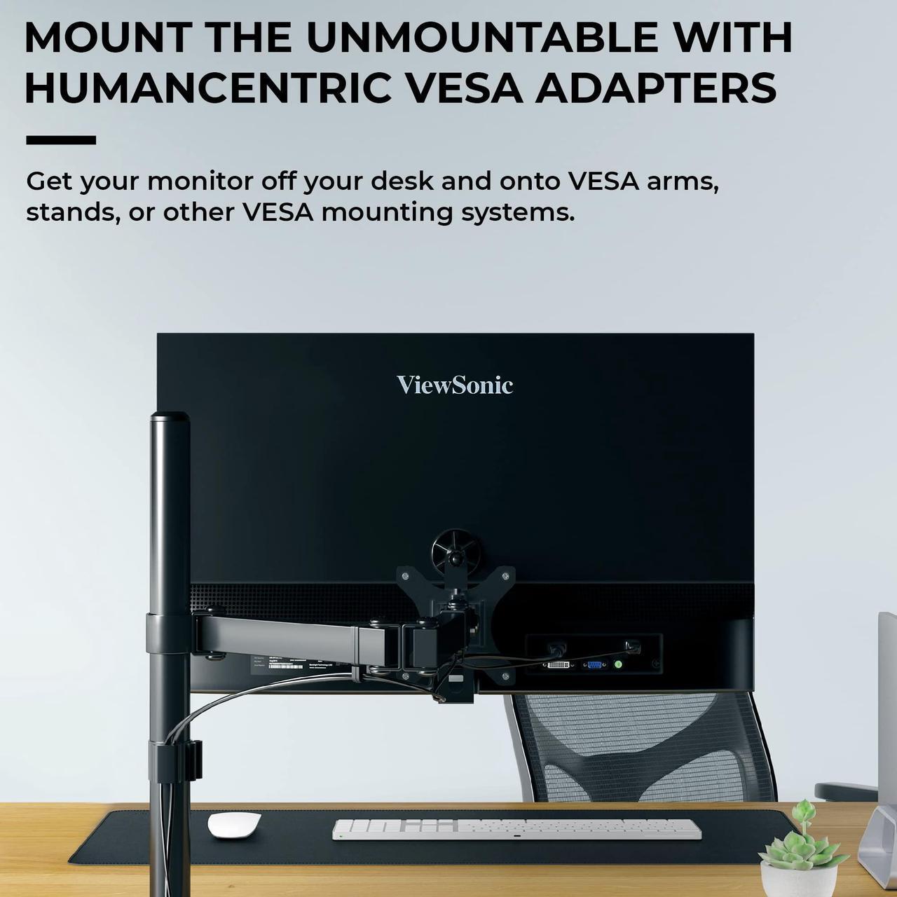 Alt view image 3 of 5 - HumanCentric VESA Mount Adapter compatible with Viewsonic models VX2776-smhd, VX2476-smhd, VX2376-smhd, and VX2276-smhd