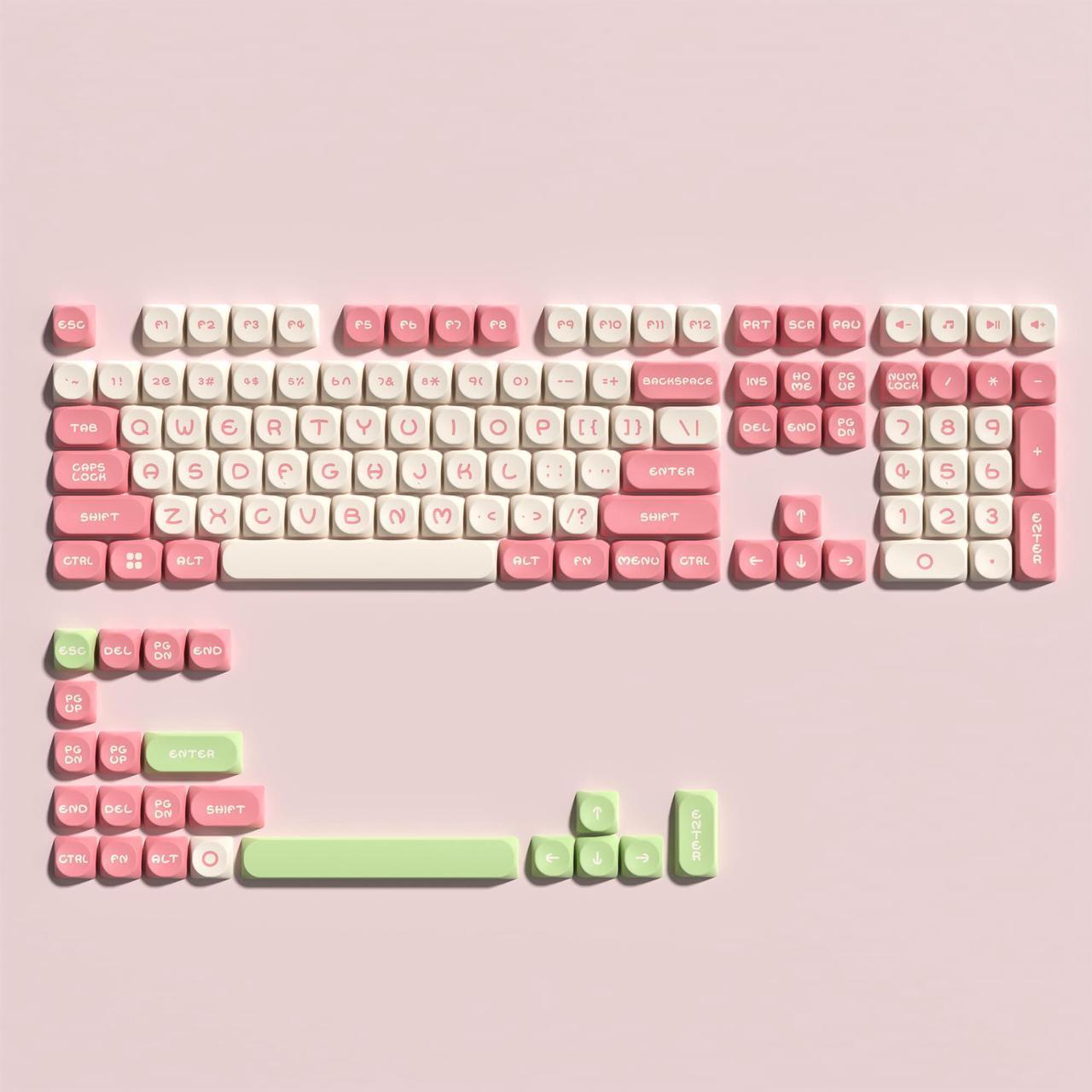 Alt view image 3 of 5 - dagaladoo Pink Custom keycaps Cute,MOA Profile keycaps PBT,Double Shot keycaps 75 Percent bundle with Topographic map XXL White Mousepad Rubber mat Desk pad
