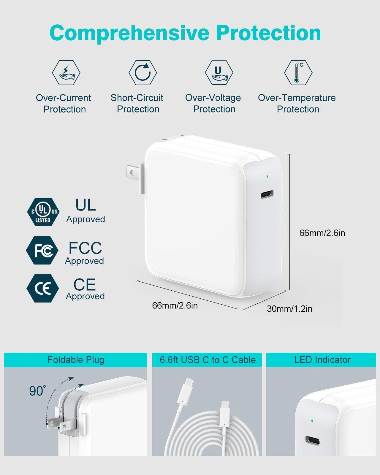 Alt view image 4 of 5 - 70W USB C Charger +67W Dual Port USB C Power Adapter for MacBook Air MacBook Pro