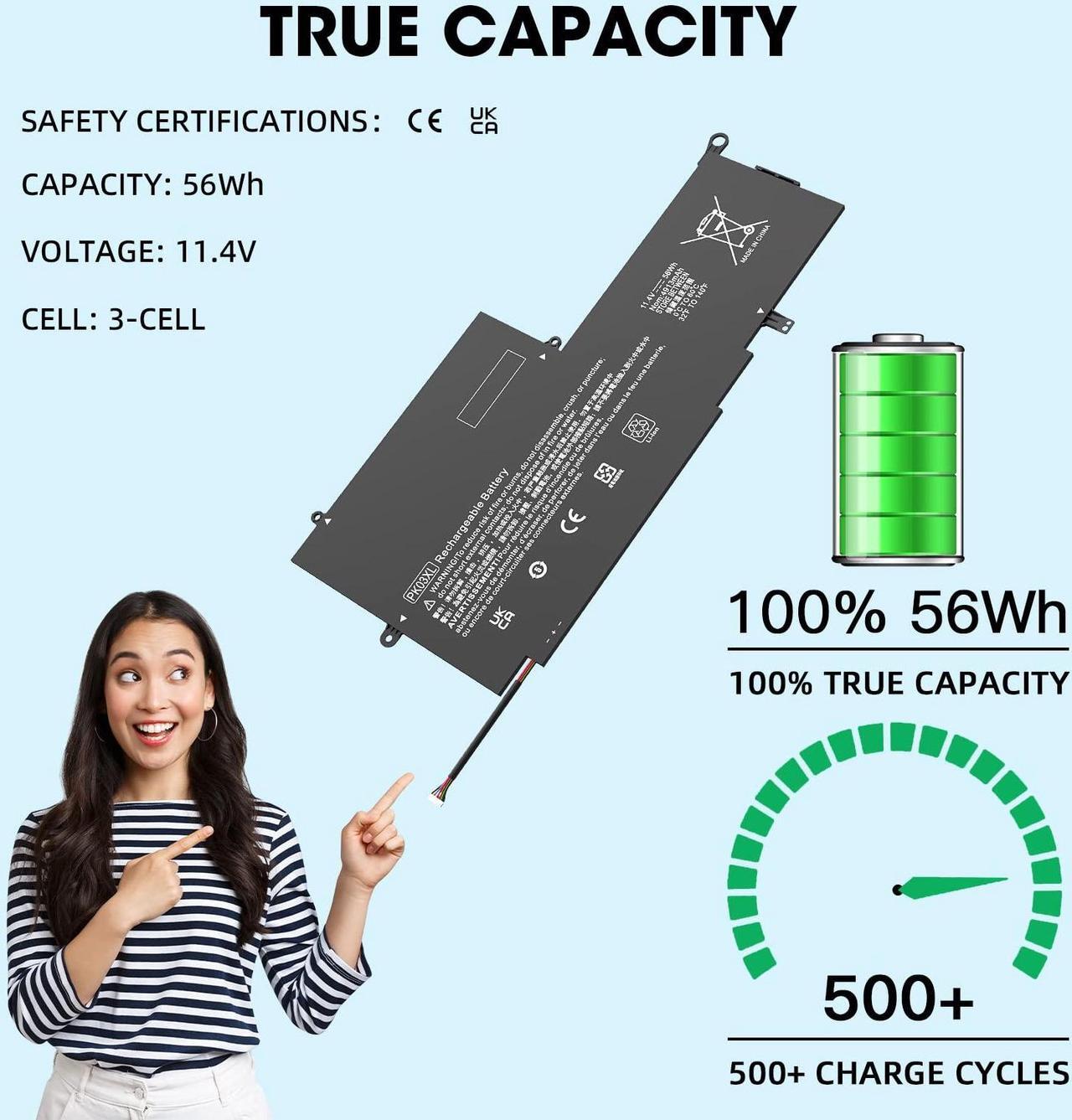 Alt view image 4 of 5 - PK03XL Laptop Replacement 789116-005 788237-2C3 Battery for HP Spectre X360 13-4003DX 13-4002DX 13-4103DX 13-4101DX 13-4102DX 13-4116DX 13-4193DX 13T-4000 13-4005DX for Envy X360 13-Y0XX 13-Y023CL