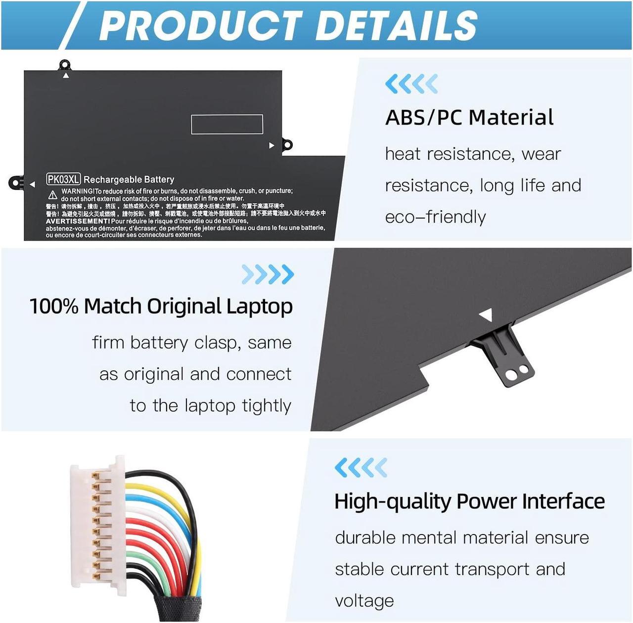 Alt view image 3 of 5 - PK03XL Laptop Replacement 789116-005 788237-2C3 Battery for HP Spectre X360 13-4003DX 13-4002DX 13-4103DX 13-4101DX 13-4102DX 13-4116DX 13-4193DX 13T-4000 13-4005DX for Envy X360 13-Y0XX 13-Y023CL