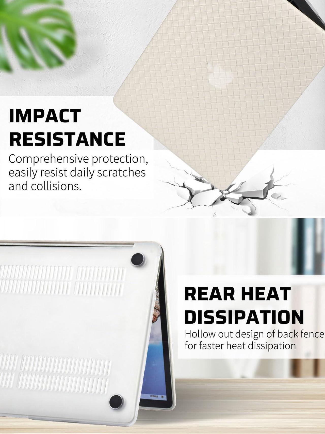 Alt view image 3 of 5 - Seorsok Compatible with MacBook Air 13 Inch Case2022 2021 2020 2019 2018 Release A1932 A2179 M1 A2337 Touch ID,Elegant Plastic Hard Shell Case&Transparent Keyboard Cover,Beige Tartan PVC Leather