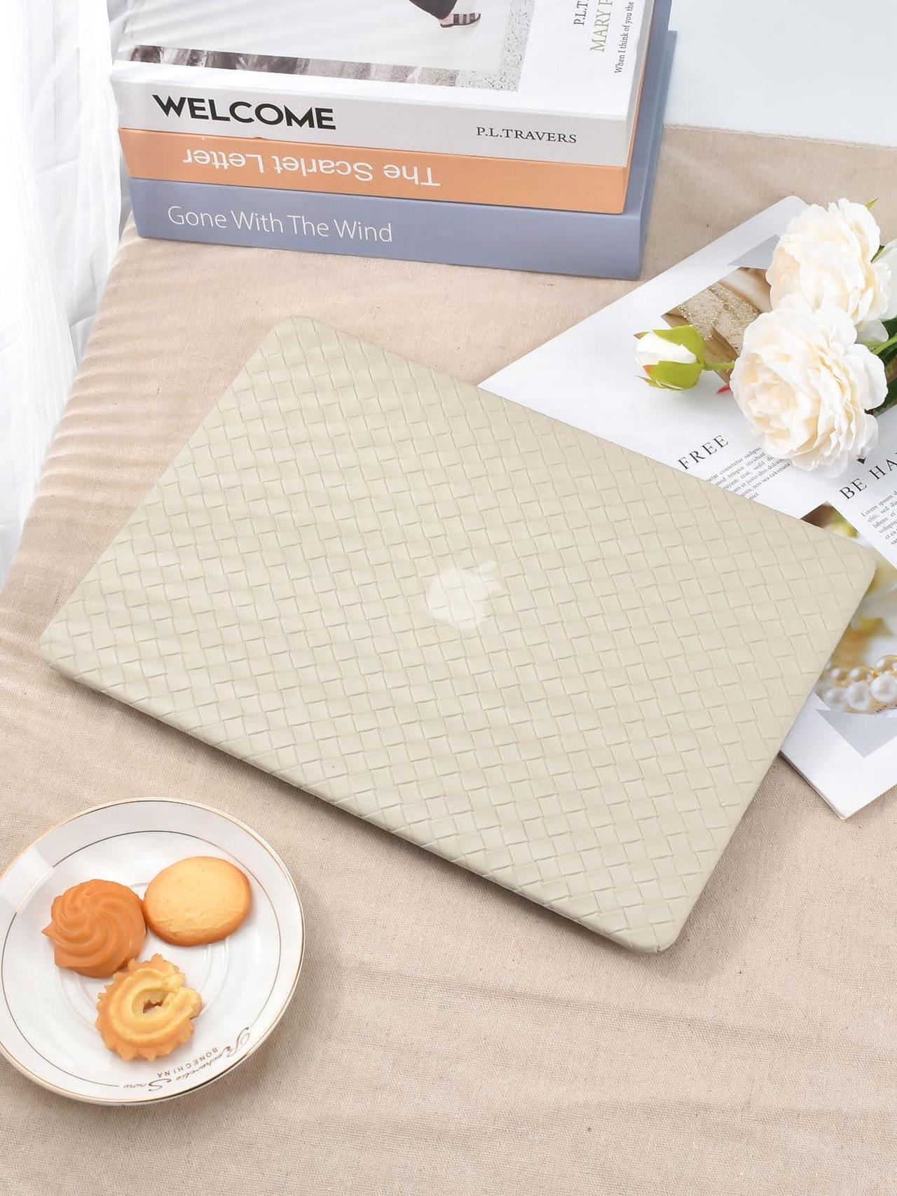 Alt view image 5 of 5 - Seorsok Compatible with MacBook Air 13 Inch Case2022 2021 2020 2019 2018 Release A1932 A2179 M1 A2337 Touch ID,Elegant Plastic Hard Shell Case&Transparent Keyboard Cover,Beige Tartan PVC Leather