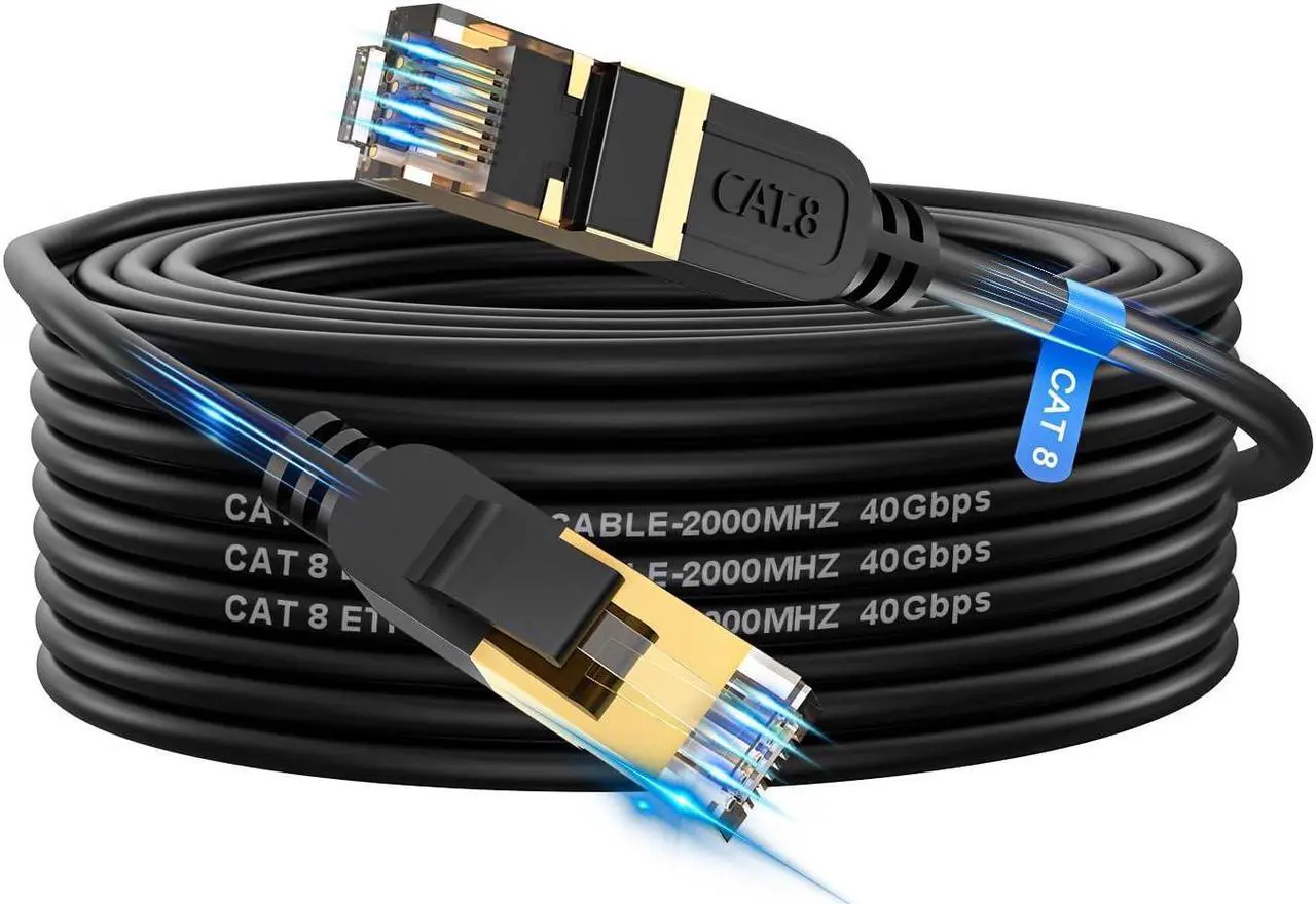 Main image of Cat 8 Ethernet Cable, 75FT High Speed Heavy Duty 26AWG Cat8 LAN Network Cable 40Gbps, 2000Mhz with Gold Plated RJ45 Connector, Outdoor&Indoor Internet Cable Compatible for Router Gaming Modem Xbox