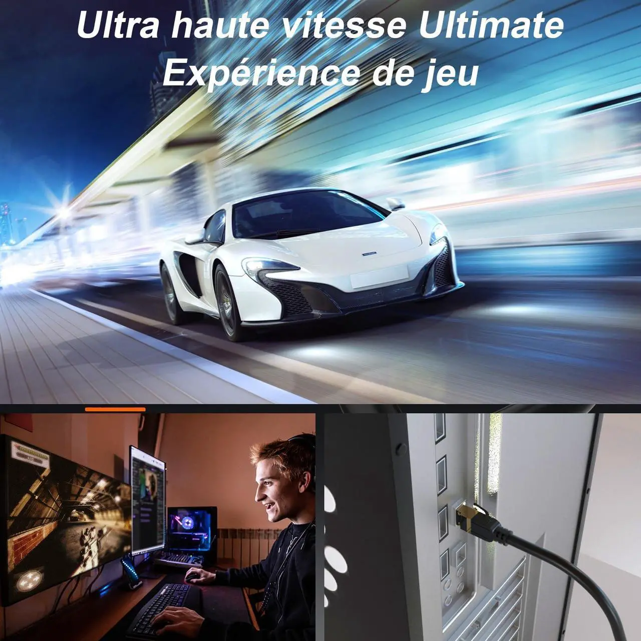Alt view image 5 of 5 - Cat 8 Ethernet Cable, 75FT High Speed Heavy Duty 26AWG Cat8 LAN Network Cable 40Gbps, 2000Mhz with Gold Plated RJ45 Connector, Outdoor&Indoor Internet Cable Compatible for Router Gaming Modem Xbox