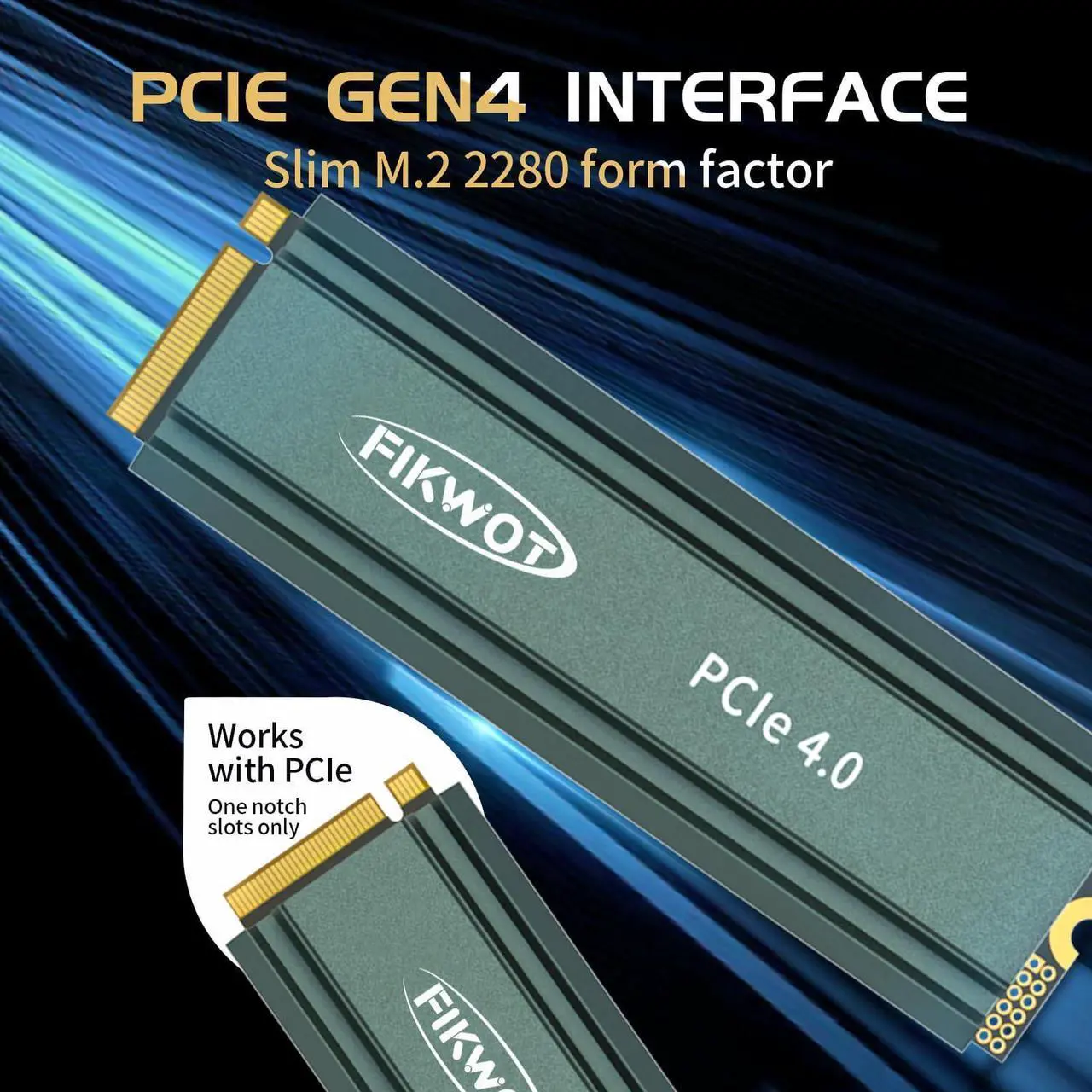 Alt view image 5 of 5 - Fikwot FN960 512GB M.2 2280 PCIe Gen4 x4 NVMe 1.4 Internal Solid State Drive with Heatsink - Speeds up to 4,800MB/s, Dynamic SLC Cache, Compatible PS5 Internal SSD