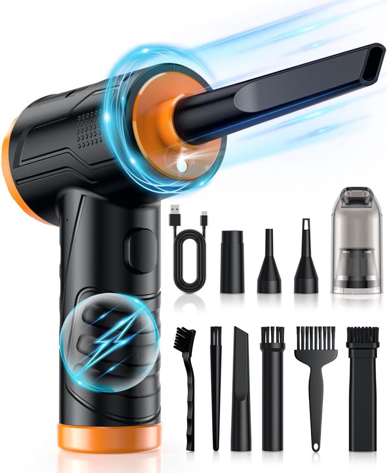 Main image of Powerful Compressed Air Duster for Deep Cleaning-Replace Compressed Air Can-No Canned Air Duster-Keyboard Cleaner-PC Cleaning-Rechargeable-3-Speeds-95000RPM Cordless Air Blower-Car Duster-Orange