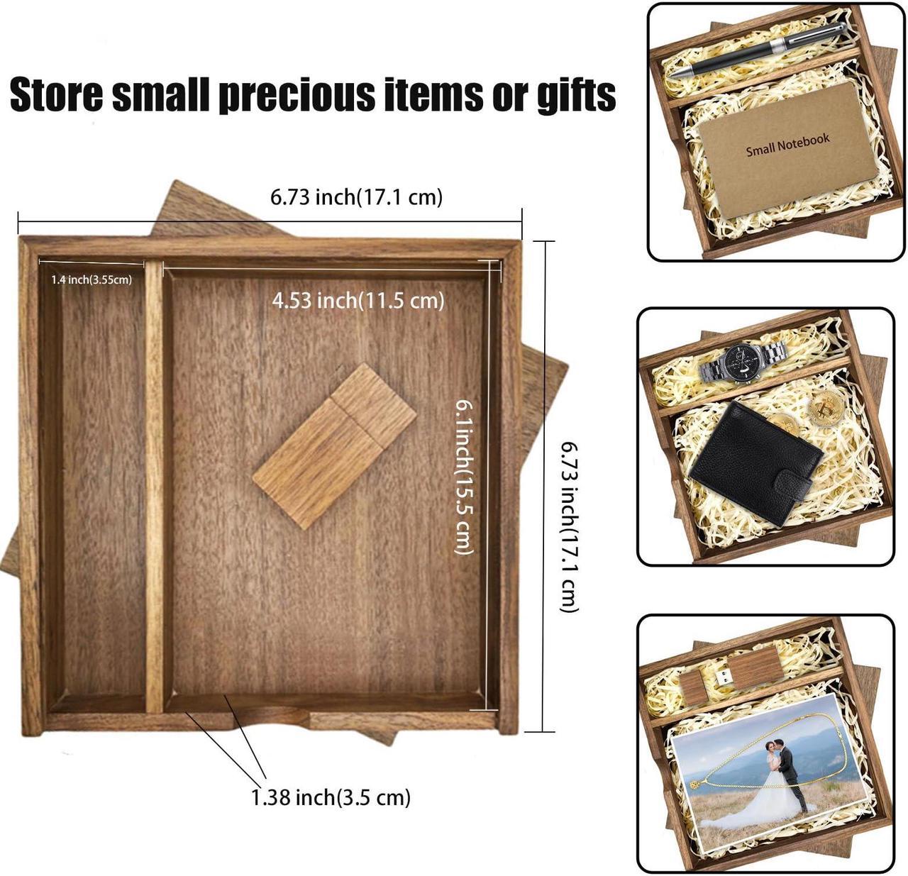 Alt view image 5 of 5 - 128GB USB 3.0 Wooden USB Flash Drive,TATMOHIK Wedding USB Drive with Box for Storing Photos, Wood USB Thumb Drive with USB Gift Box for Birthday/Wedding/Christmas Day(Box:6.73x6.73x1.38 inch)