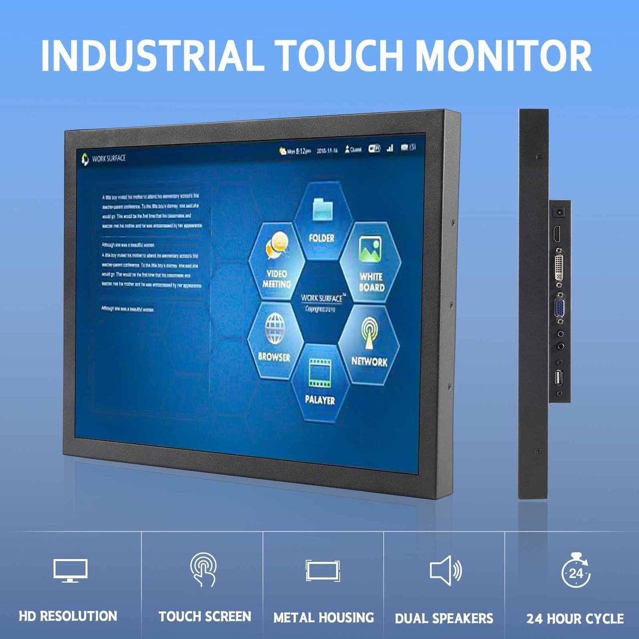 Alt view image 2 of 5 - VSDISPLAY Portable Industrial Monitor with Dual Speaker,15 Inch 1024x768 HD 4:3 IPS LCD Touchscreen and HDMI VGA DVI Video Input,Metal Shell with Bracket