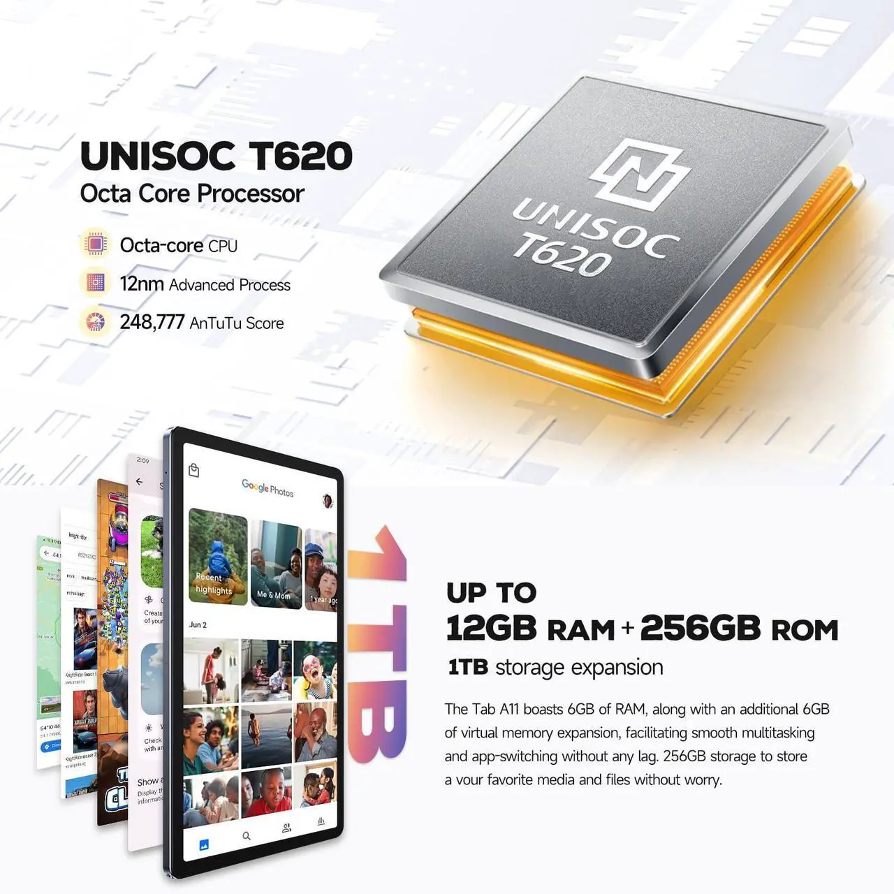 Alt view image 2 of 5 - Ulefone Tab A11 Android 14 Tablet, Up to 12GB + 256GB ROM (1TB TF), 11" Display Tablet 8800mAh, Widevine L1 Quad Stereo Speaker, 16MP + 8MP Camera, 4G Dual SIM