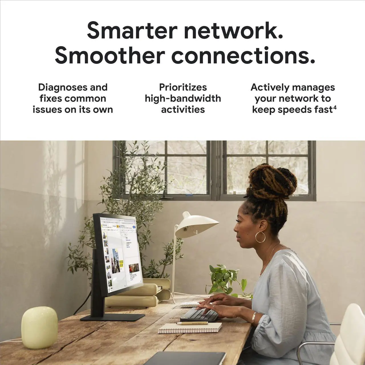Alt view image 3 of 5 - Google Nest WiFi Pro - Wi-Fi 6E - Reliable Home Wi-Fi System with Fast Speed and Whole Home Coverage - Mesh Router - Linen